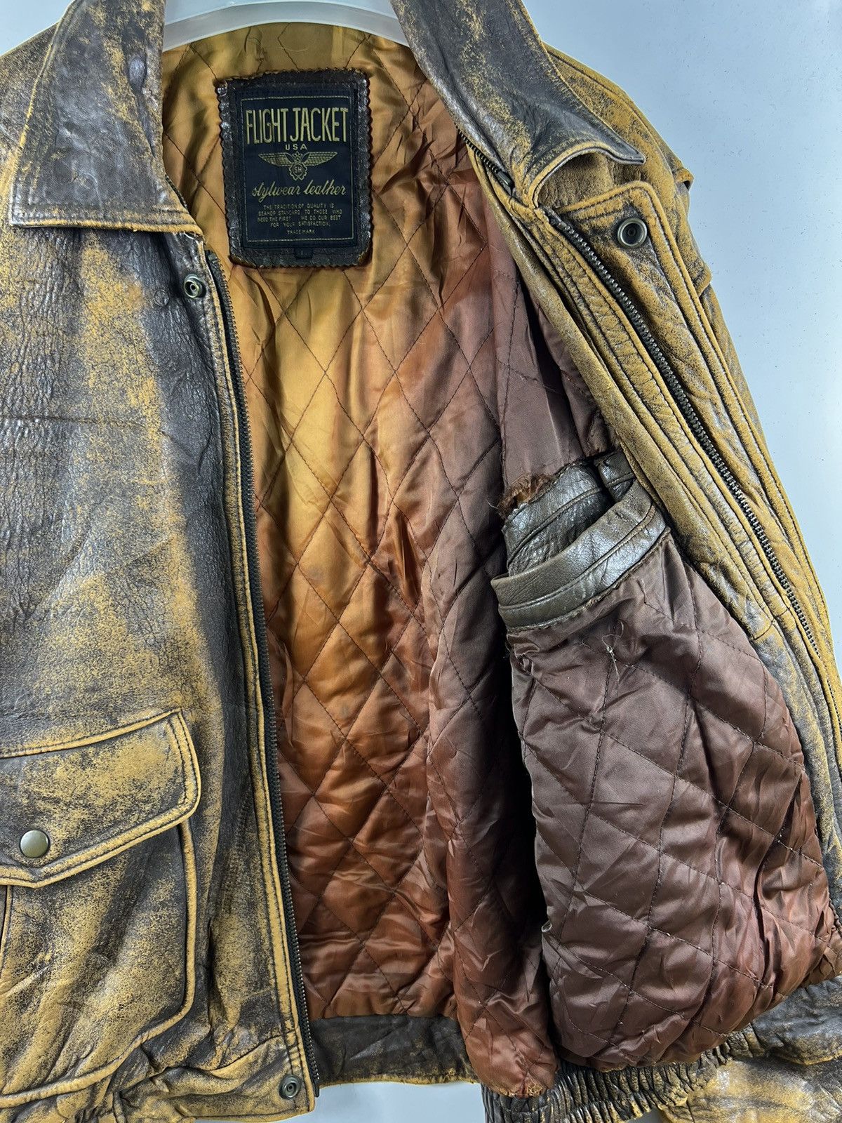 Leather 🔥 FLIGHT JACKET USA TYPE A-2 FLYER LEATHER - L Size US M / EU 48-50 / 2 - 7 Thumbnail