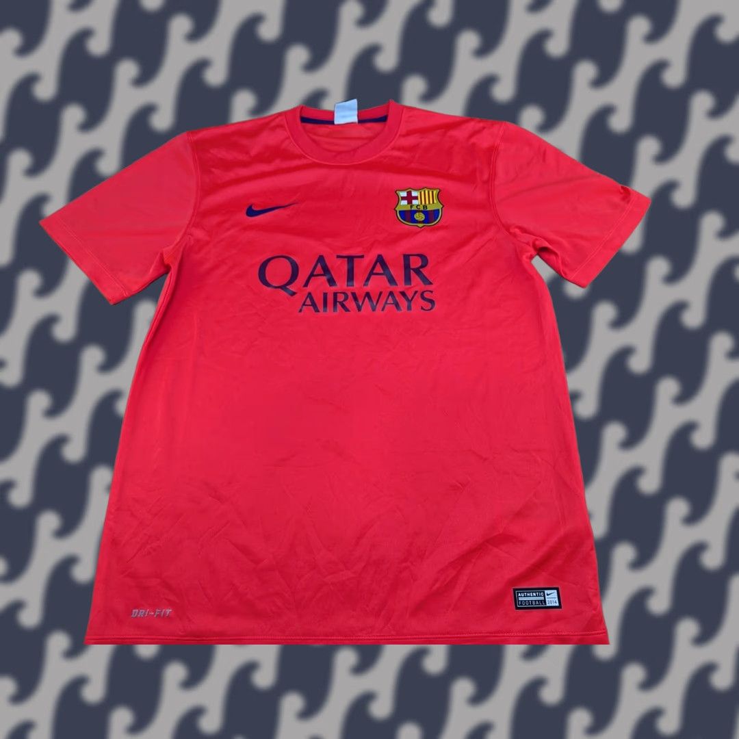 Nike Nike Dri-Fit Barcelona 2014-2015 Football Away Jersey Mens M Shirt Pink Short Sleeve Round Neck Athletic Quick Dry Sports Jerseys Size US M / EU 48-50 / 2 - 1 Thumbnail