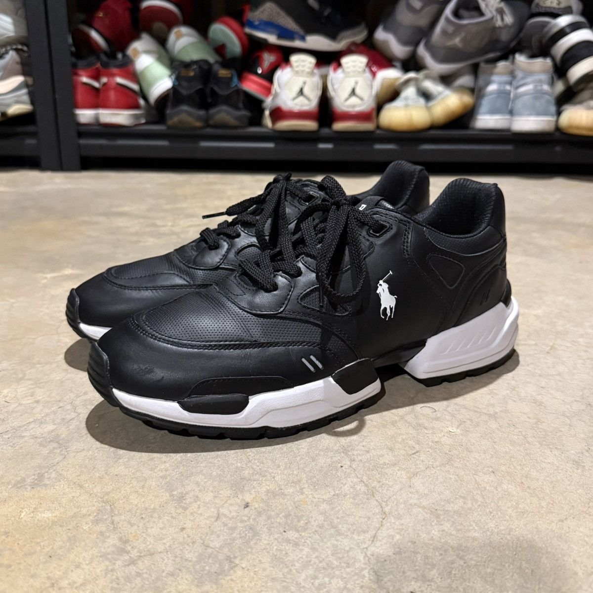 Polo Ralph Lauren Polo Ralph Lauren Pony Black Leather Jogger Sneakers US 10.5 Size US 10.5 / EU 43-44 - 2 Thumbnail