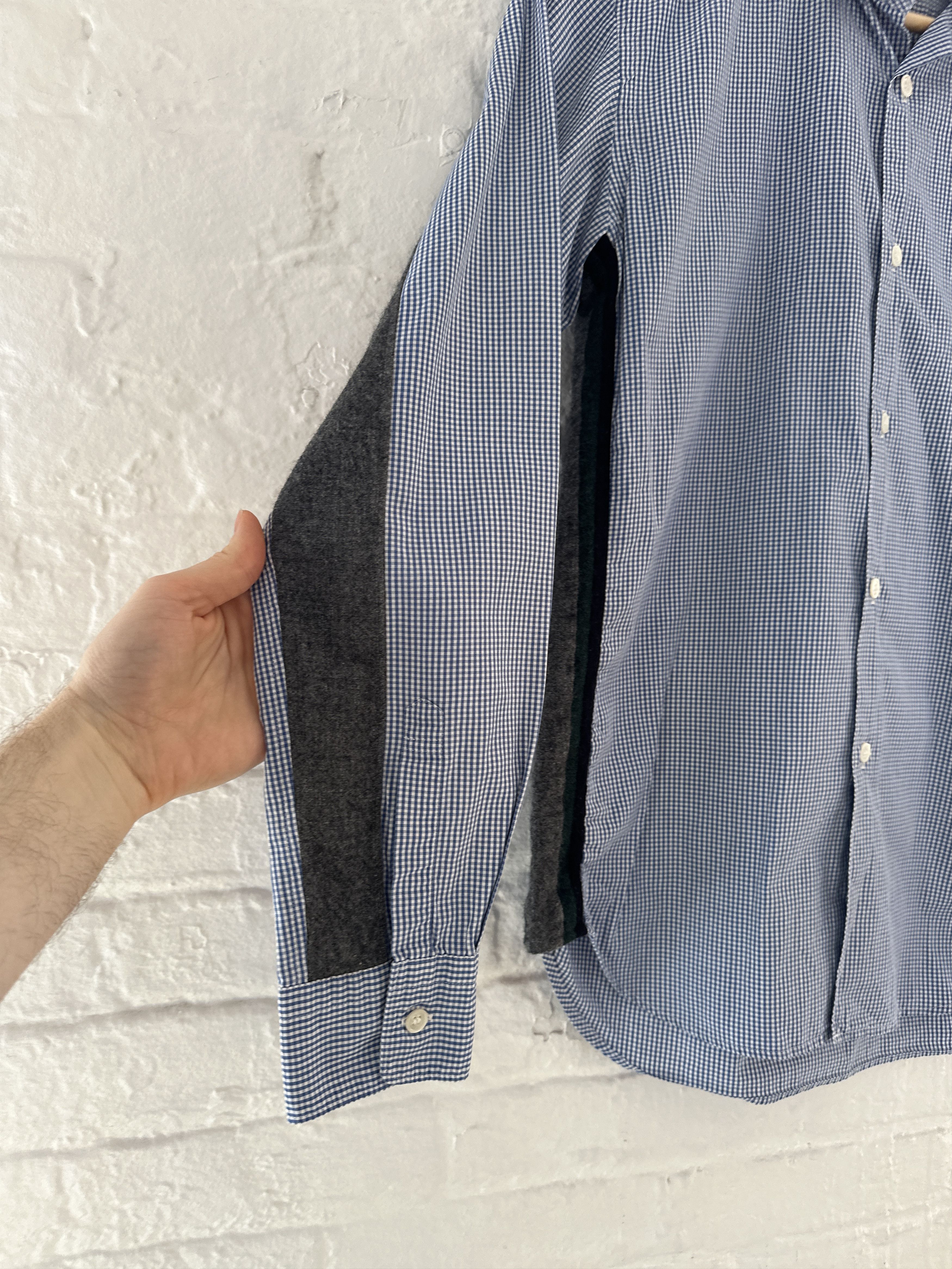 Comme des Garcons Comme des Garcons Homme Wool Paneled Check Button Up Shirt Size US XS / EU 42 / 0 - 2 Thumbnail
