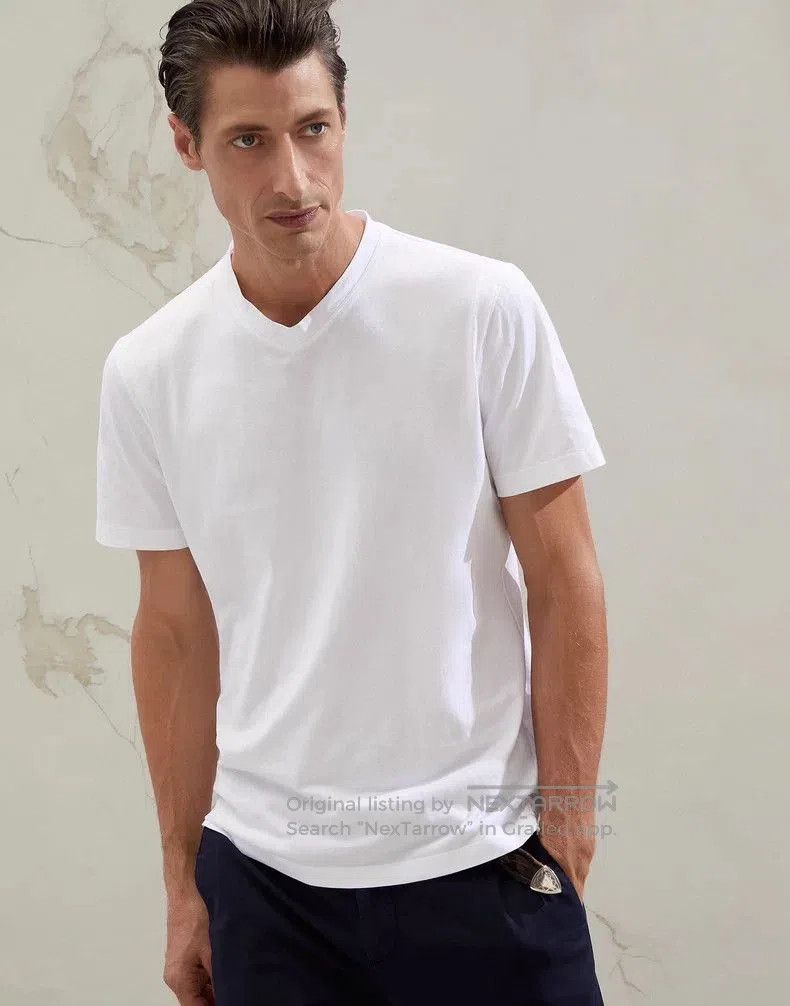 Brunello Cucinelli Brunello Cucinelli White V-Neck T-Shirt. Size US S / EU 44-46 / 1 - 8 Thumbnail