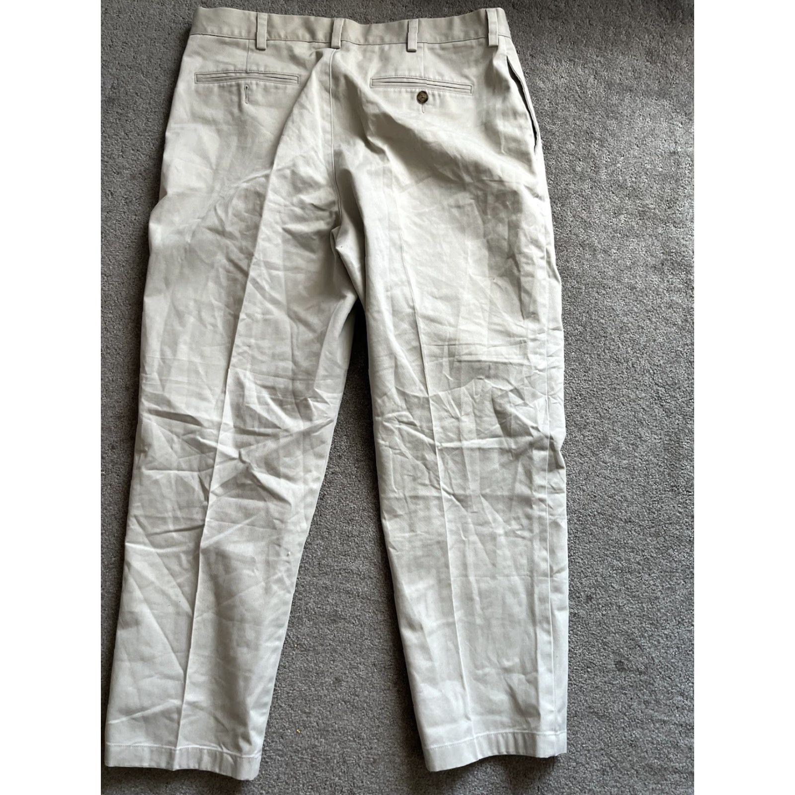 Vintage L.L. Bean Pants Mens 37x29 Flat Front Khaki Classic Fit Beige Khakis 37 Inseam 29 in Regular Size Mens Style 212330 Size US 37 - 3 Thumbnail