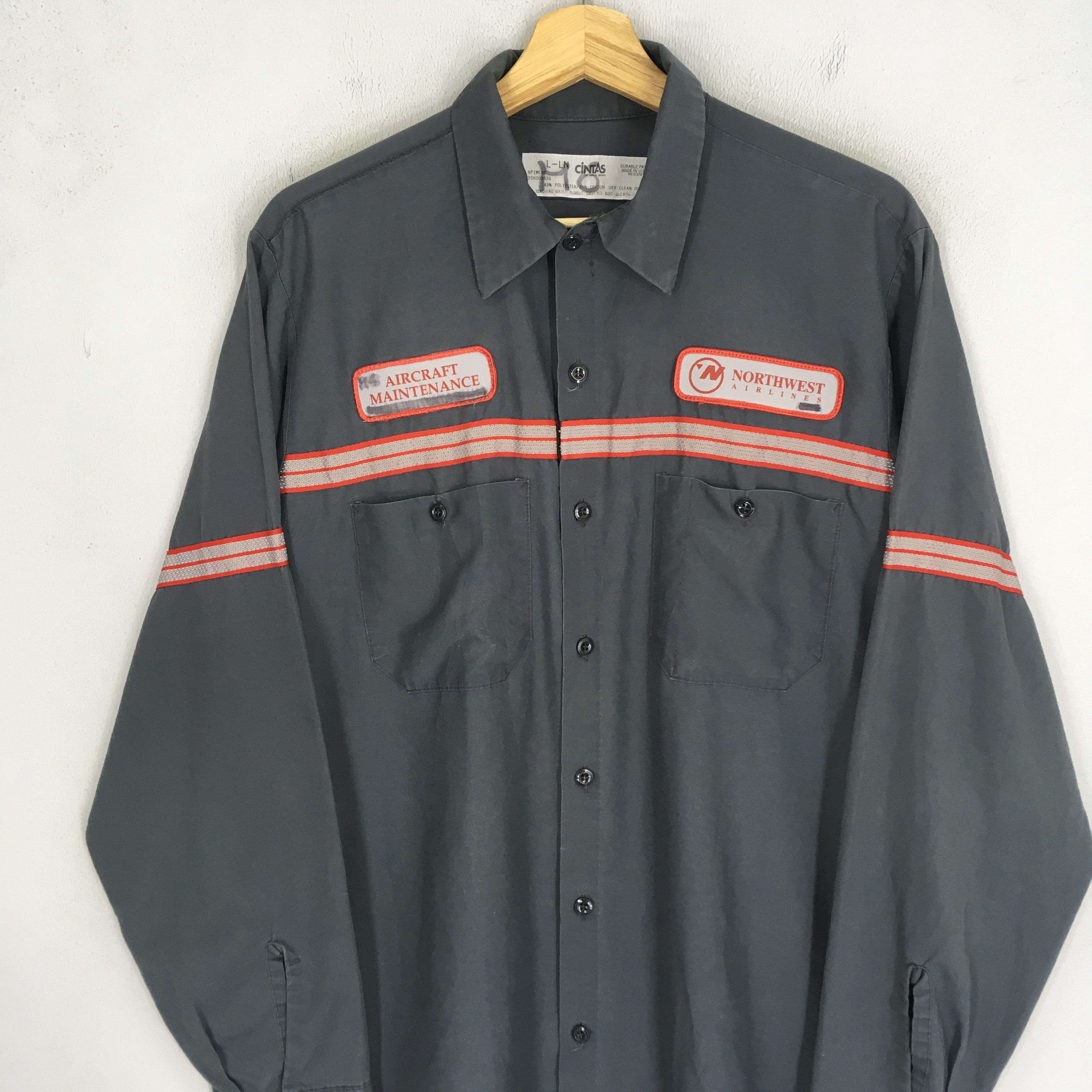 Cintas Vintage 90's Cintas Northwest Airlines Gray Worker Shirt Size US L / EU 52-54 / 3 - 3 Thumbnail