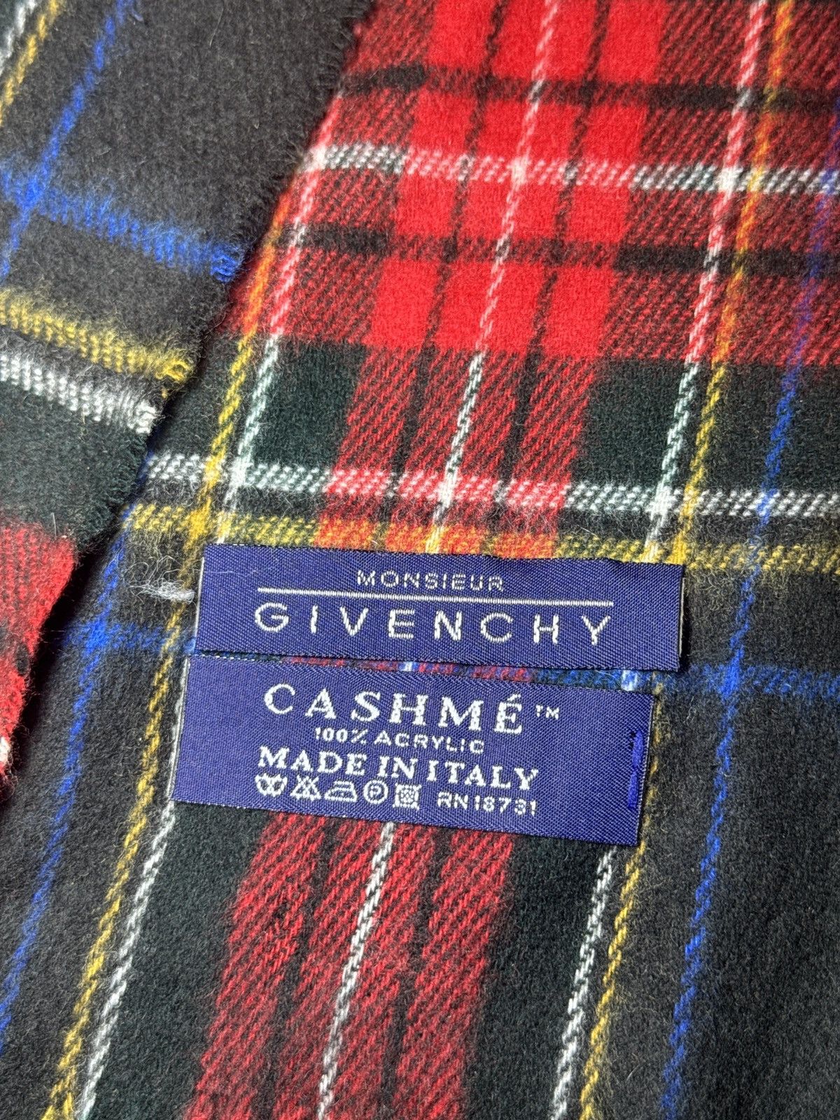 Givenchy Givenchy Monsieur Cashme' Scarf Designer Acrylic Plaid Size ONE SIZE - 2 Thumbnail