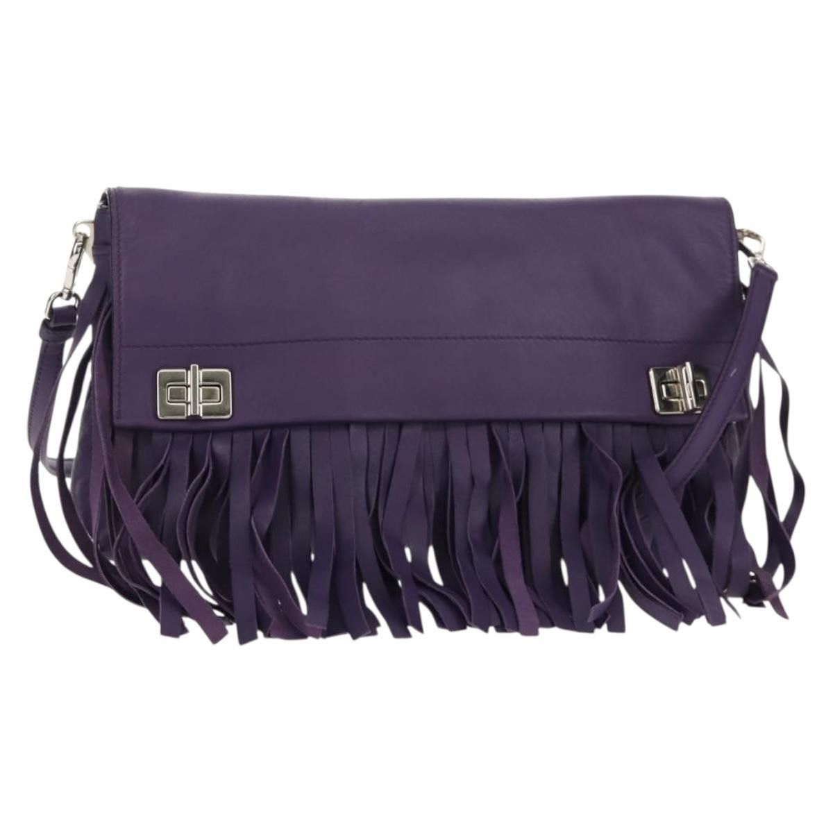 Prada Prada Double Turn Lock Flap Bag Leather with Fringe Size ONE SIZE - 1 Thumbnail