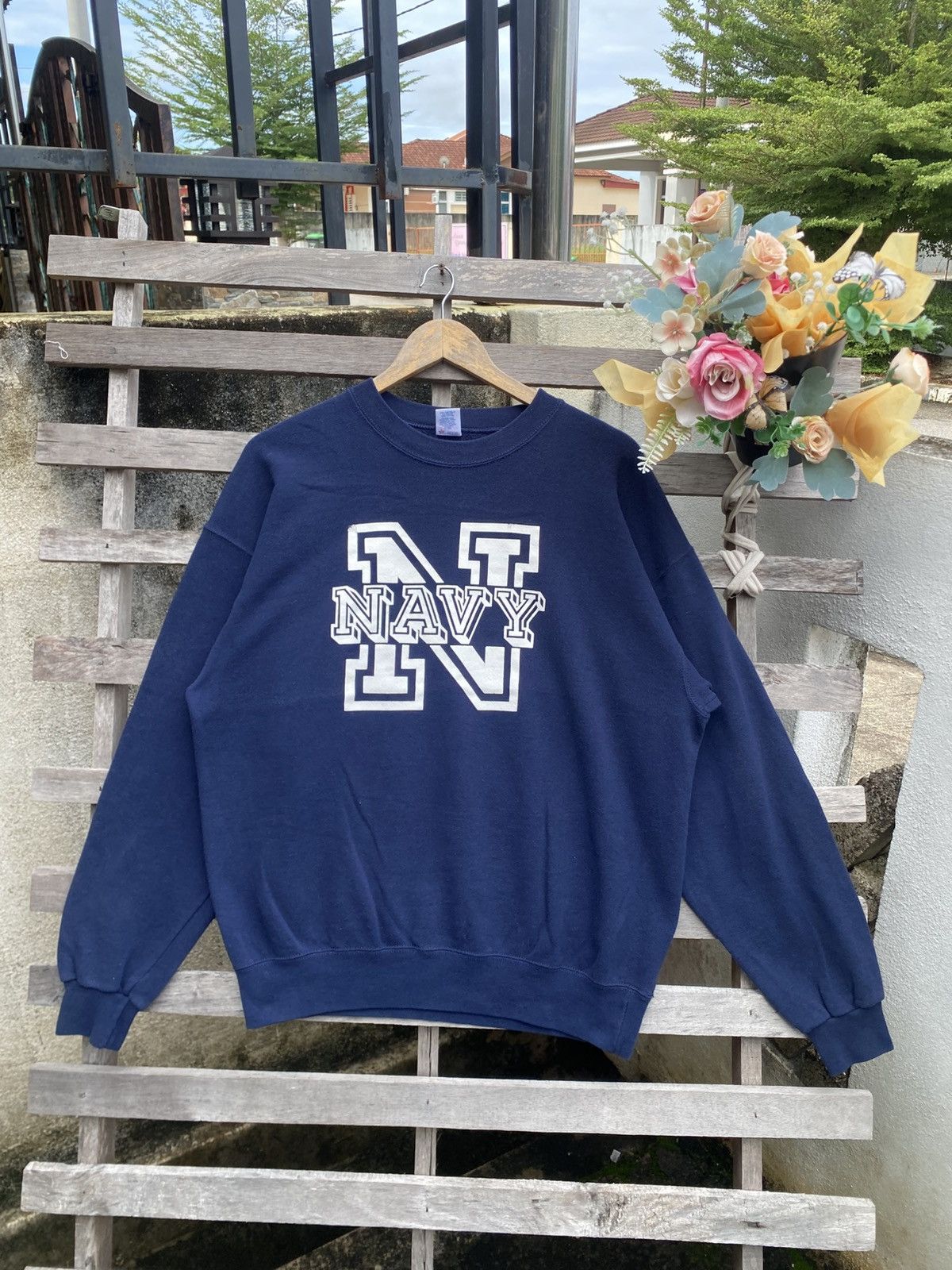 Vintage Vintage SOFFE Navy Sweatshirt Usa Made Size US L / EU 52-54 / 3 - 1 Thumbnail