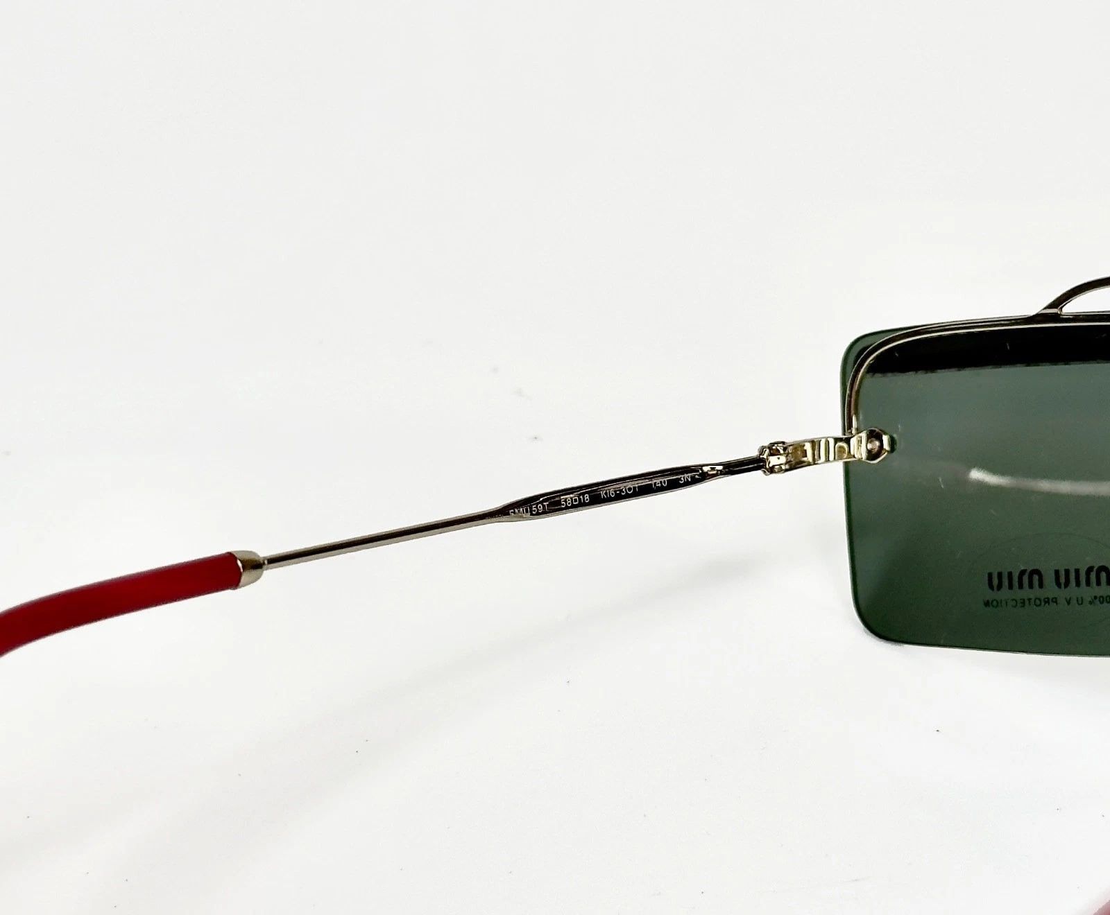 MIU MIU 59T SOCIETE MU59TS Green Silver Square Sunglasses