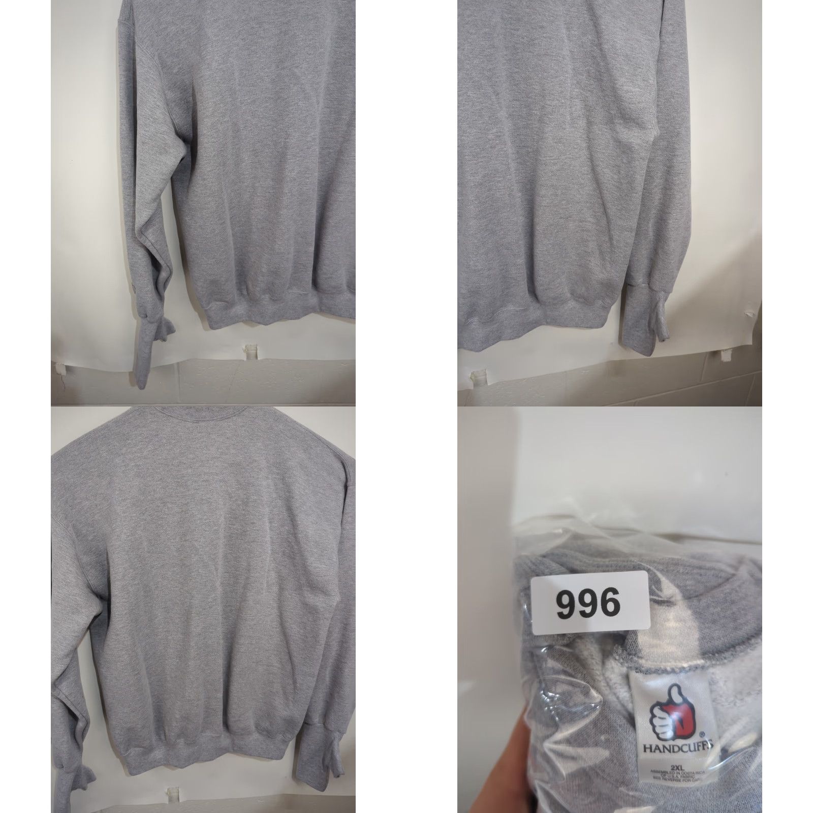 Vintage VINTAGE Handcuffs Skateboard Sweatshirt Gray Long Cuffs Thumbholes XXL 2XL Y2K Size US XXL / EU 58 / 5 - 10 Thumbnail