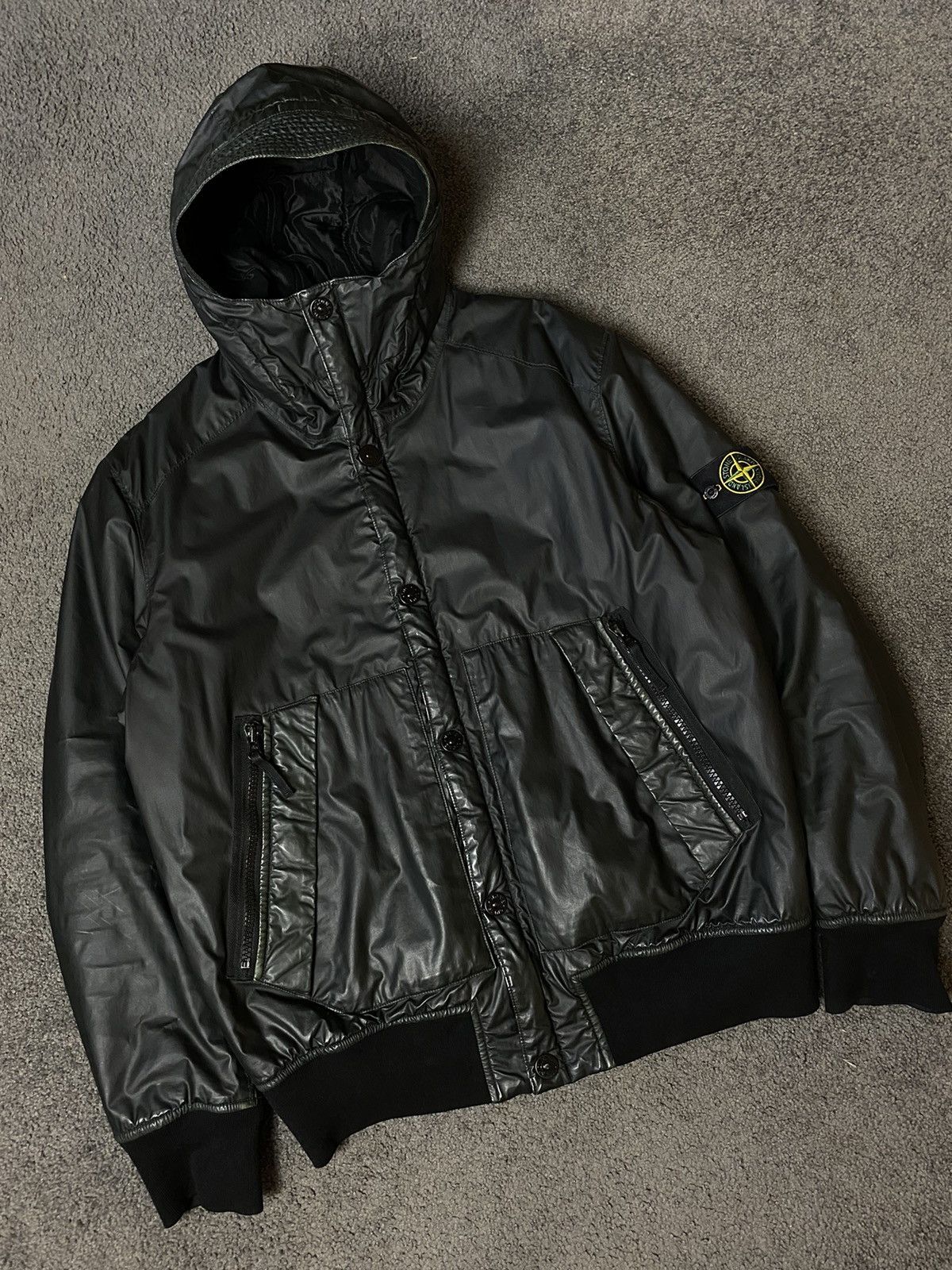 image of Jacket Stone Island Mussola Gommata Vintage in Black, Men's (Size XL)