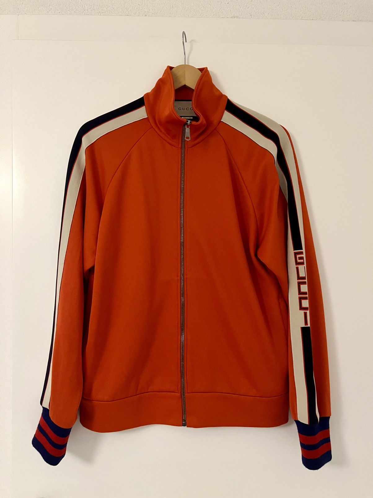 Gucci VERY RARE Orange Gucci Track Jacket With Gucci On Sleeves Size US S / EU 44-46 / 1 - 1 Thumbnail