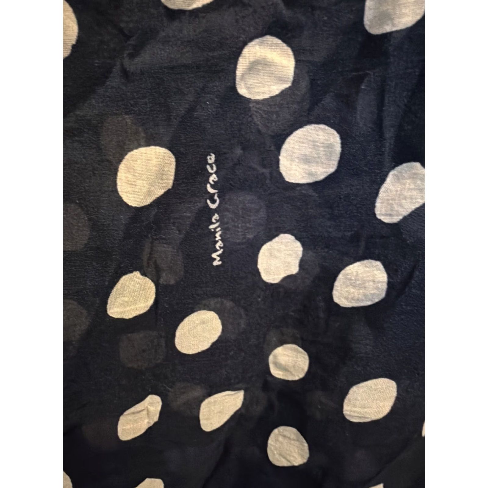 Vintage VINTAGE? No. Manila Grace Square Scarf Blue White Dots 54x54 Silk Blend Cotton Blend Knit Made In Italy Women Square Scarf Bohemian Beach Italy Women Size ONE SIZE - 2 Thumbnail