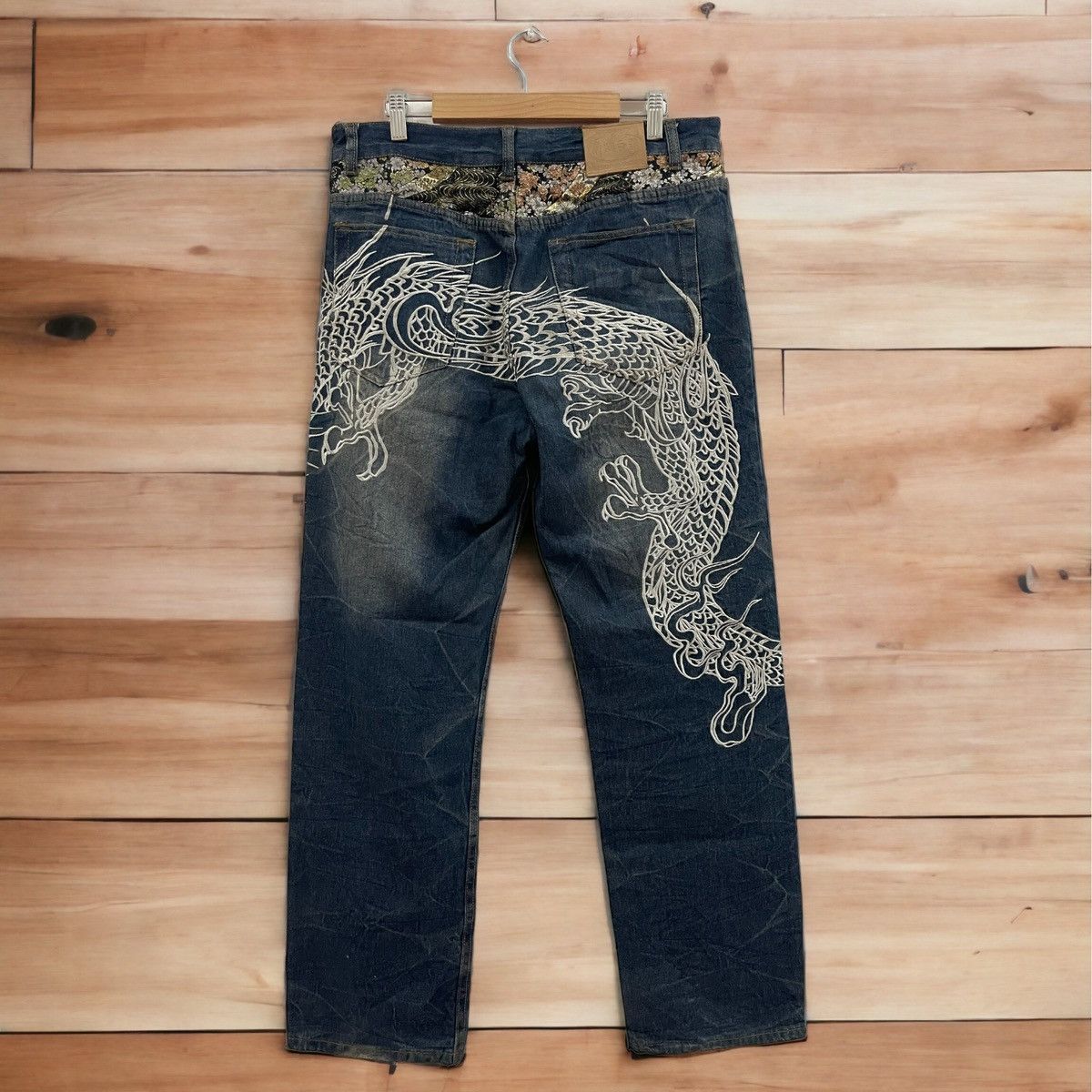 Japanese Brand × Vintage Vintage Japanese Hishyouhakurei Dragon Embroidery Jeans Size US 33 - 2 Thumbnail