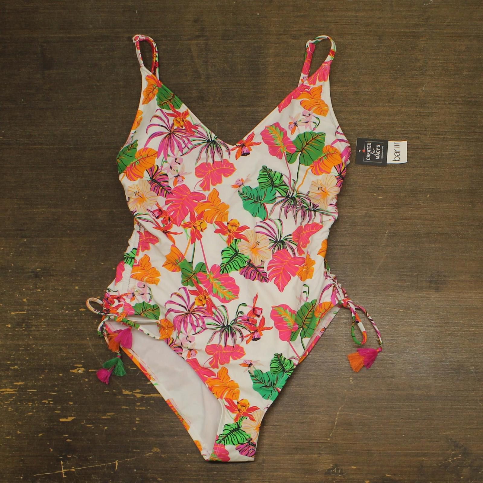 Bar III Bar Iii Babe One-piece Swimsuit Mbbu25204 White Multi Xl Size ONE SIZE - 1 Thumbnail