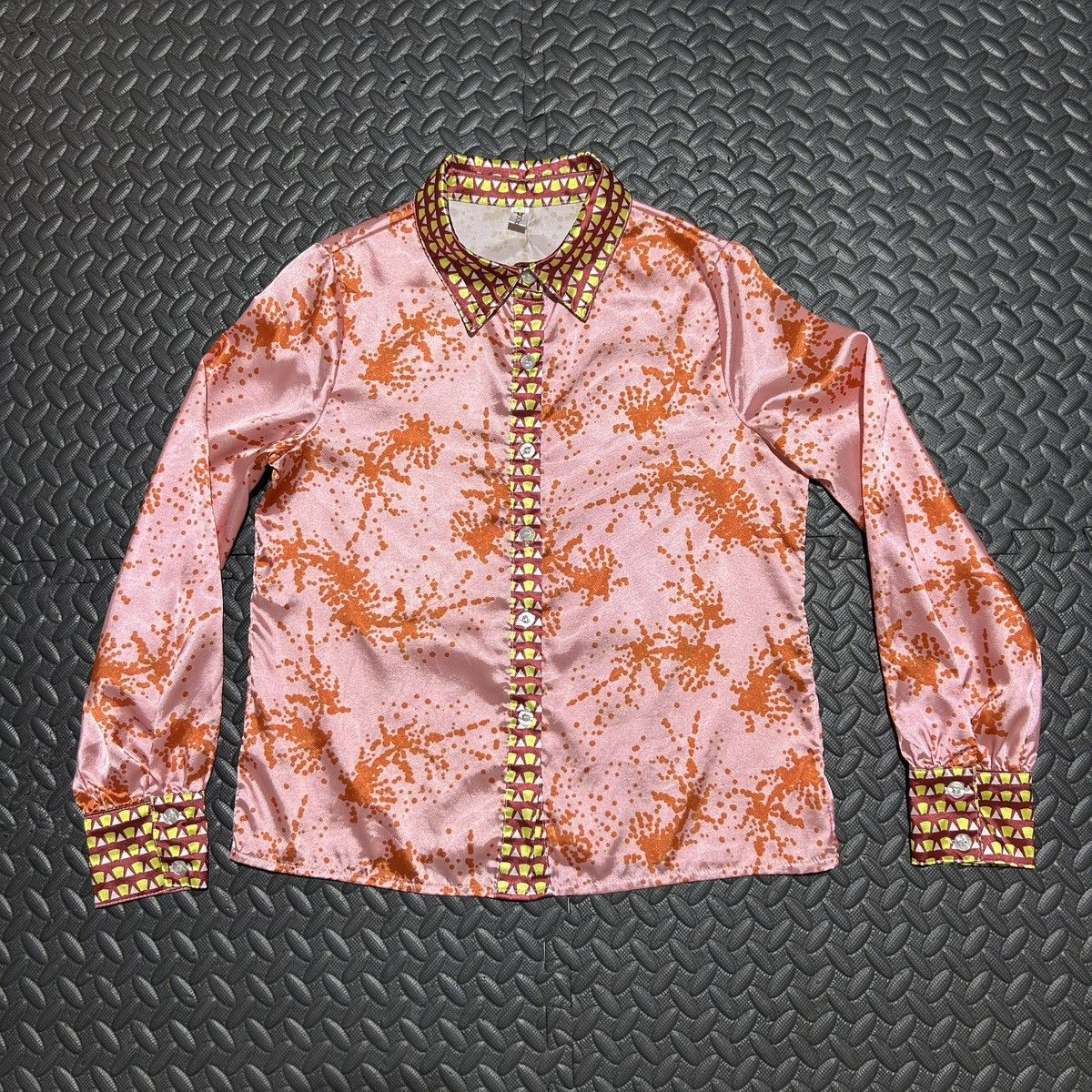 Other OC Order Plus Silky Button Down Shirt Geometric Womens Small Size S / US 4 / IT 40 - 1 Thumbnail