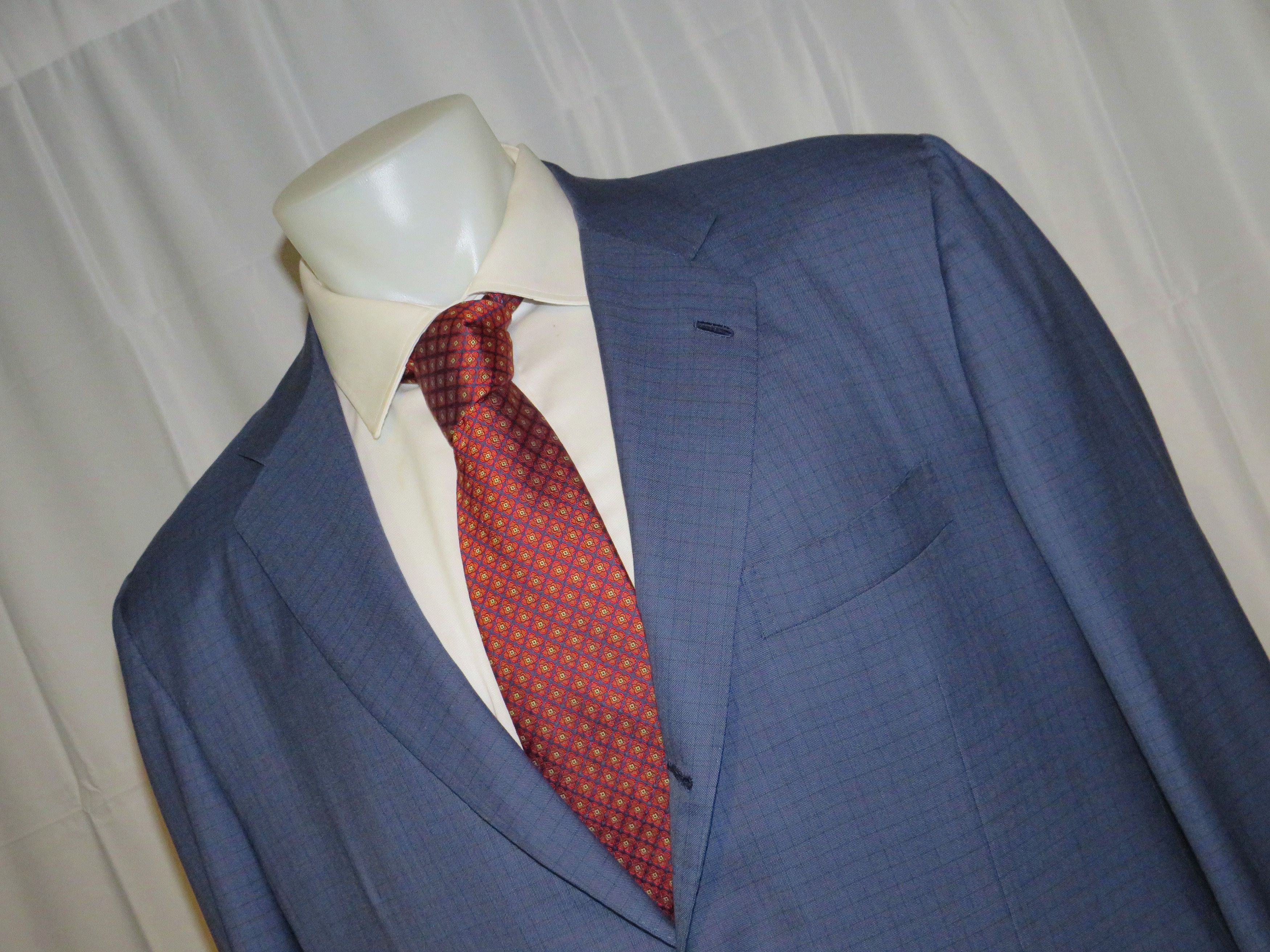 Kiton 14 Micron Mod Ego Blue Plaid Three Roll Two Suit 48R Size 48R - 7 Thumbnail