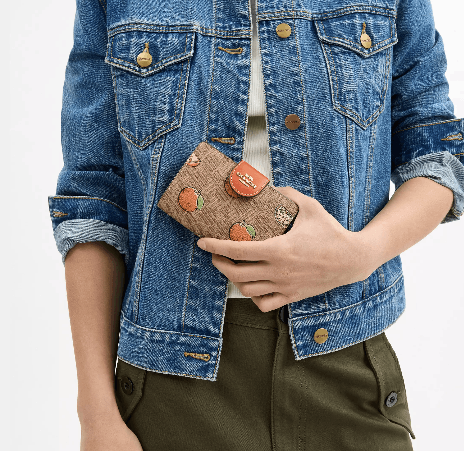 Medium Corner Zip Wallet With Orange Print CAP04