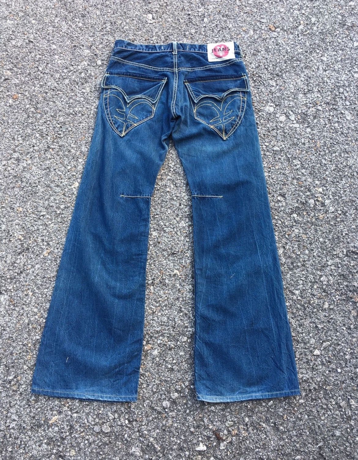 Hysteric Glamour × Issey Miyake × Japanese Brand Flare💥 90s Yen Jeans Red Label Insane Faded Distressed Jean Size US 32 / EU 48 - 1 Thumbnail