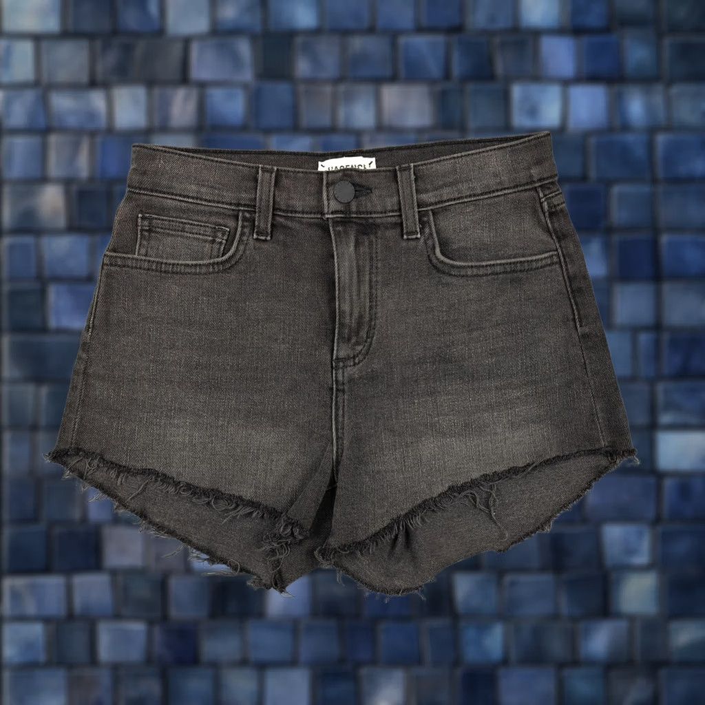 L'AGENCE L'Agence Shorts Womens 24 Gray High Rise Ryland Denim Cutoff Frayed Hem 5-Pocket Stretch Casual Summer Vintage No 8833 Mens Womens Boys Girls Size 42" / US 20 - 1 Thumbnail