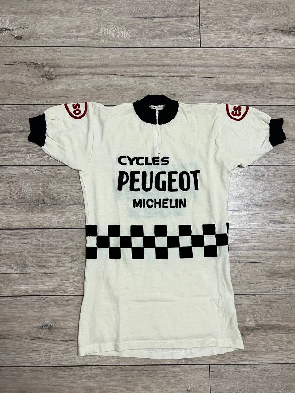 Vintage Peugeot Cycles Michelin Wool Vintage Jersey Bike racing VI Size US L / EU 52-54 / 3 - 8 Thumbnail