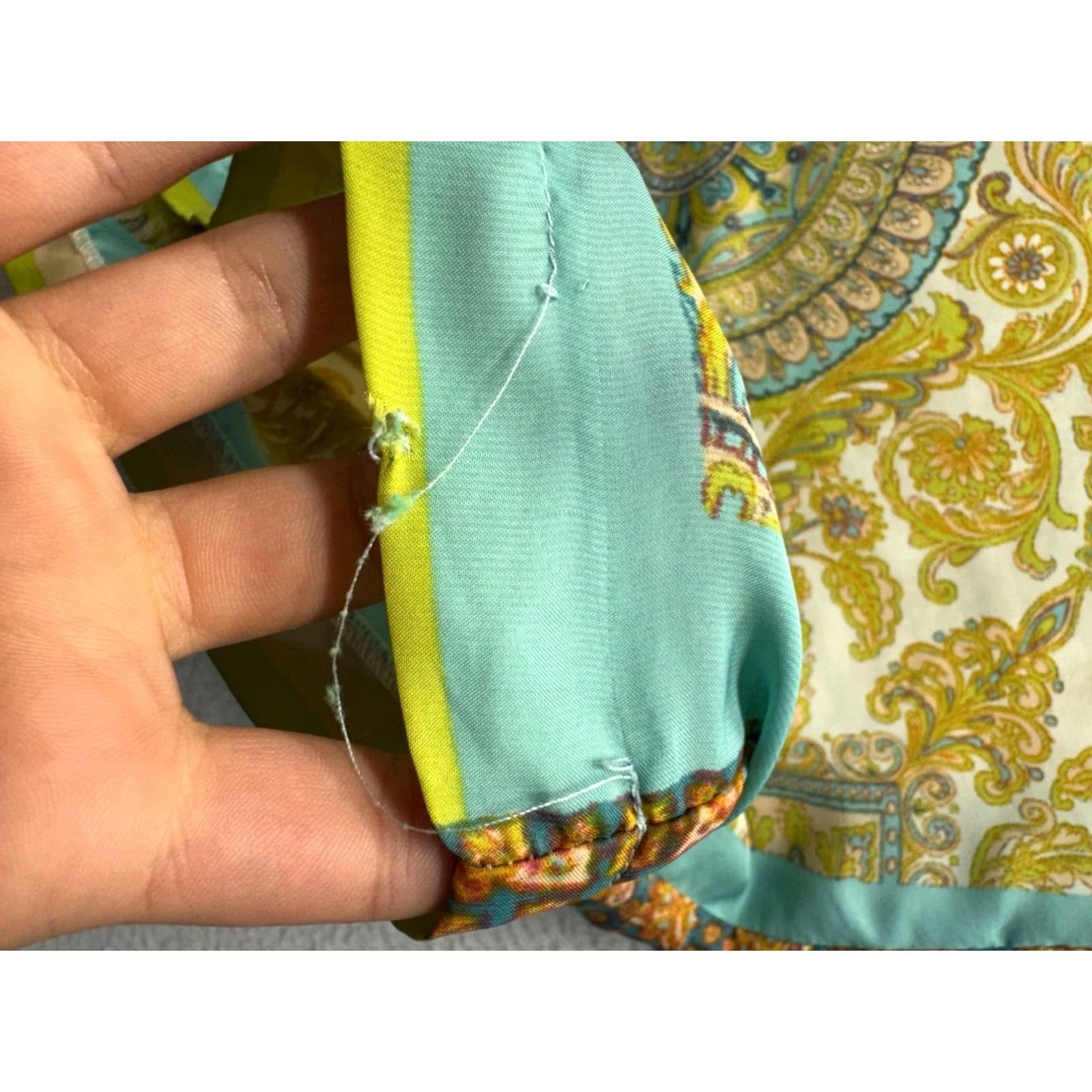 Zara Zara Basic Multicolor Dress Boho Paisley Print - Size M Womens Long Sleeve Shift Polyester Silk Yellow Paisley Bohemian Size M / US 6-8 / IT 42-44 - 4 Thumbnail