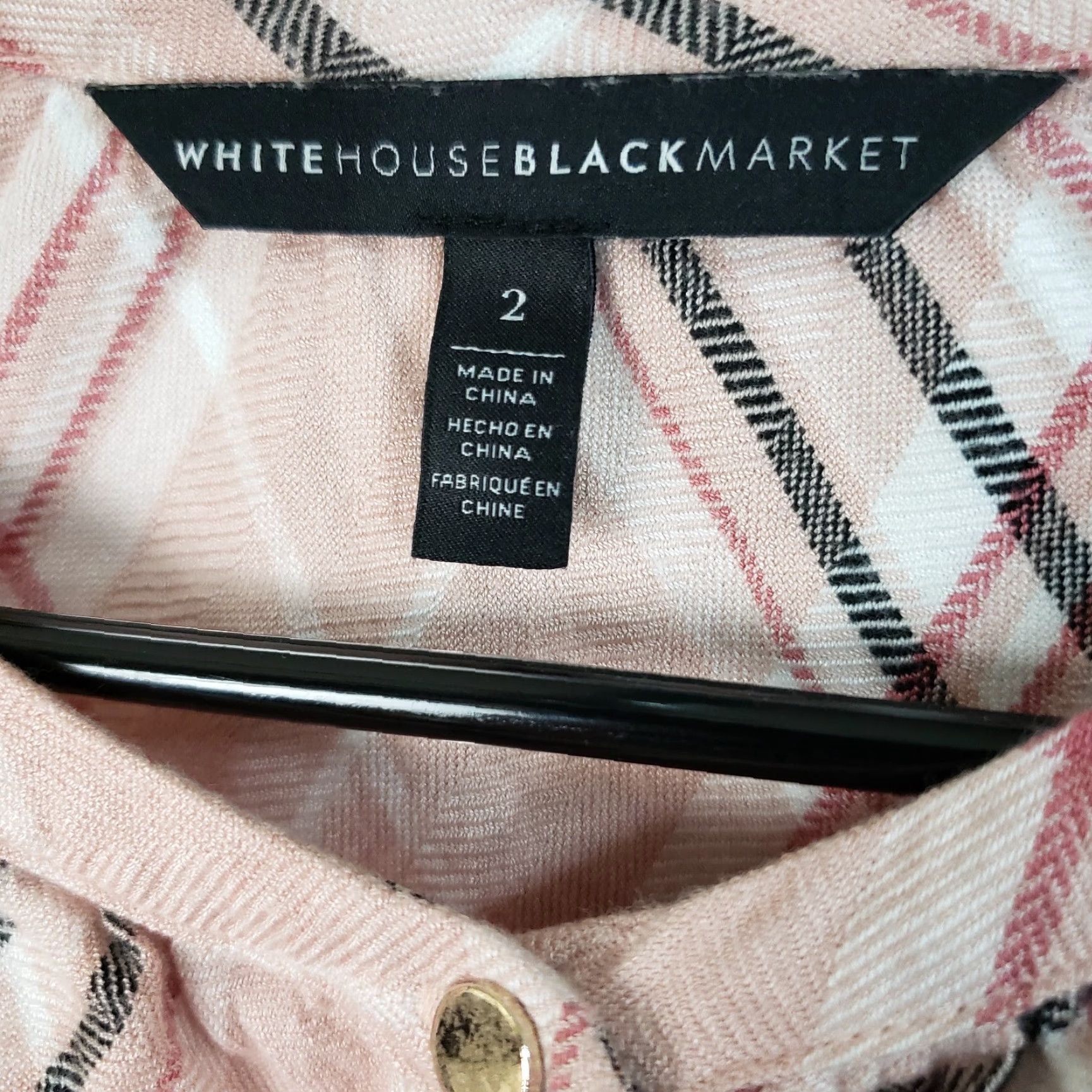 White House Black Market White House Black Market Womens Top 2 Pink Plaid 3/4 Sleeve Blouse Size XS / US 0-2 / IT 36-38 - 5 Thumbnail