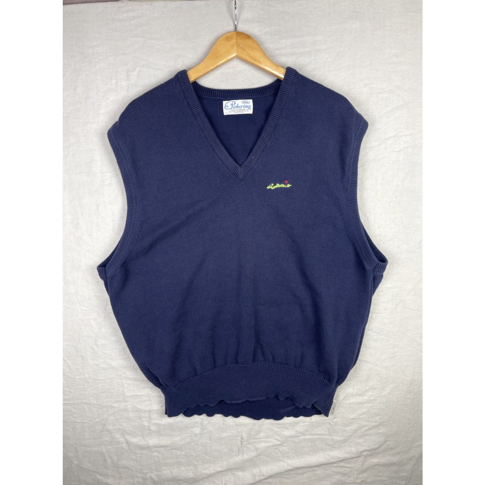 Vintage VINTAGE Pickering Navy Vest Sweater Mens 2XL Beac h Outdoor Golf Knit Embroidered Logo Size US XXL / EU 58 / 5 - 2 Thumbnail