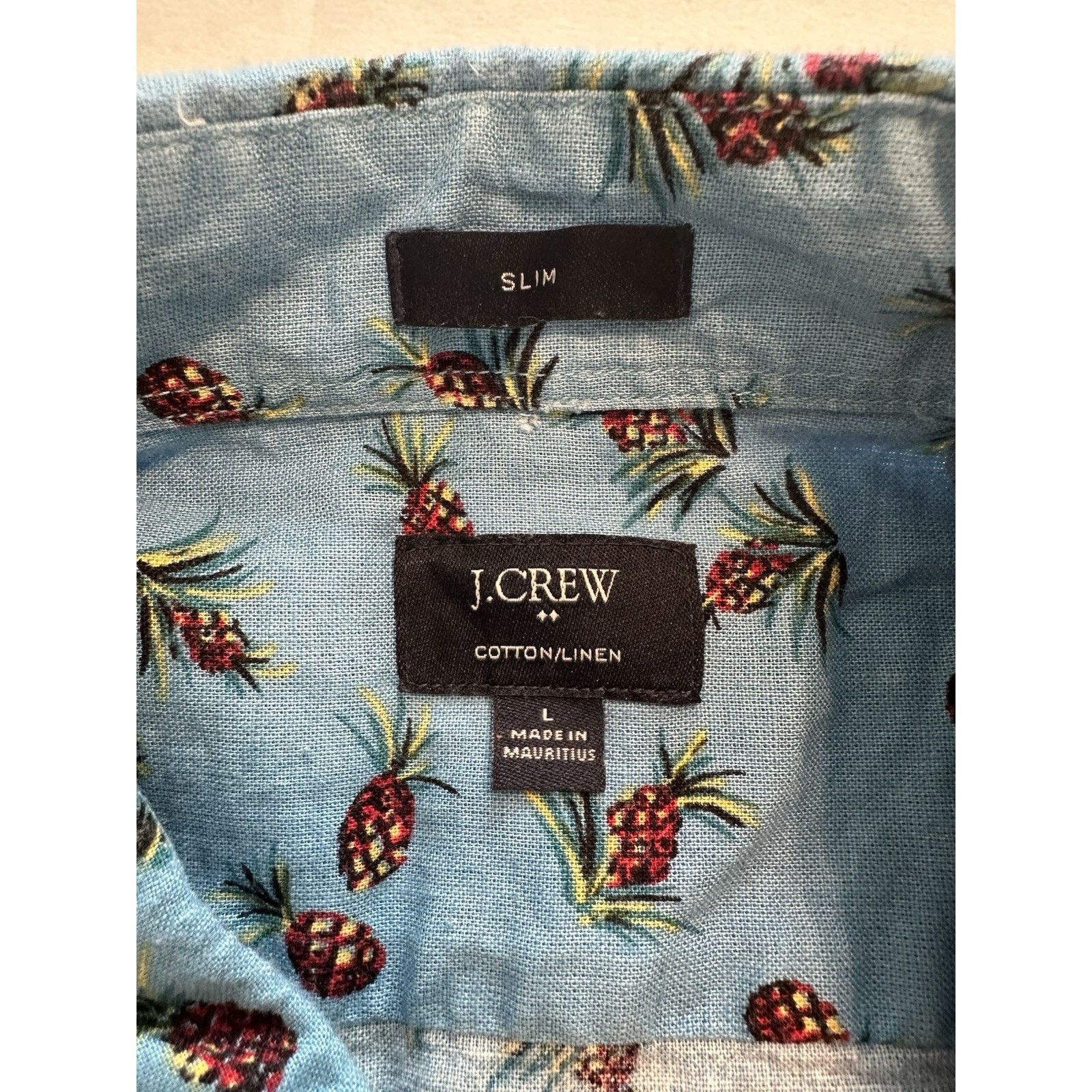 J.Crew J Crew Button Shirt Slim Large Tropical Pineapple Blue Size US L / EU 52-54 / 3 - 2 Thumbnail