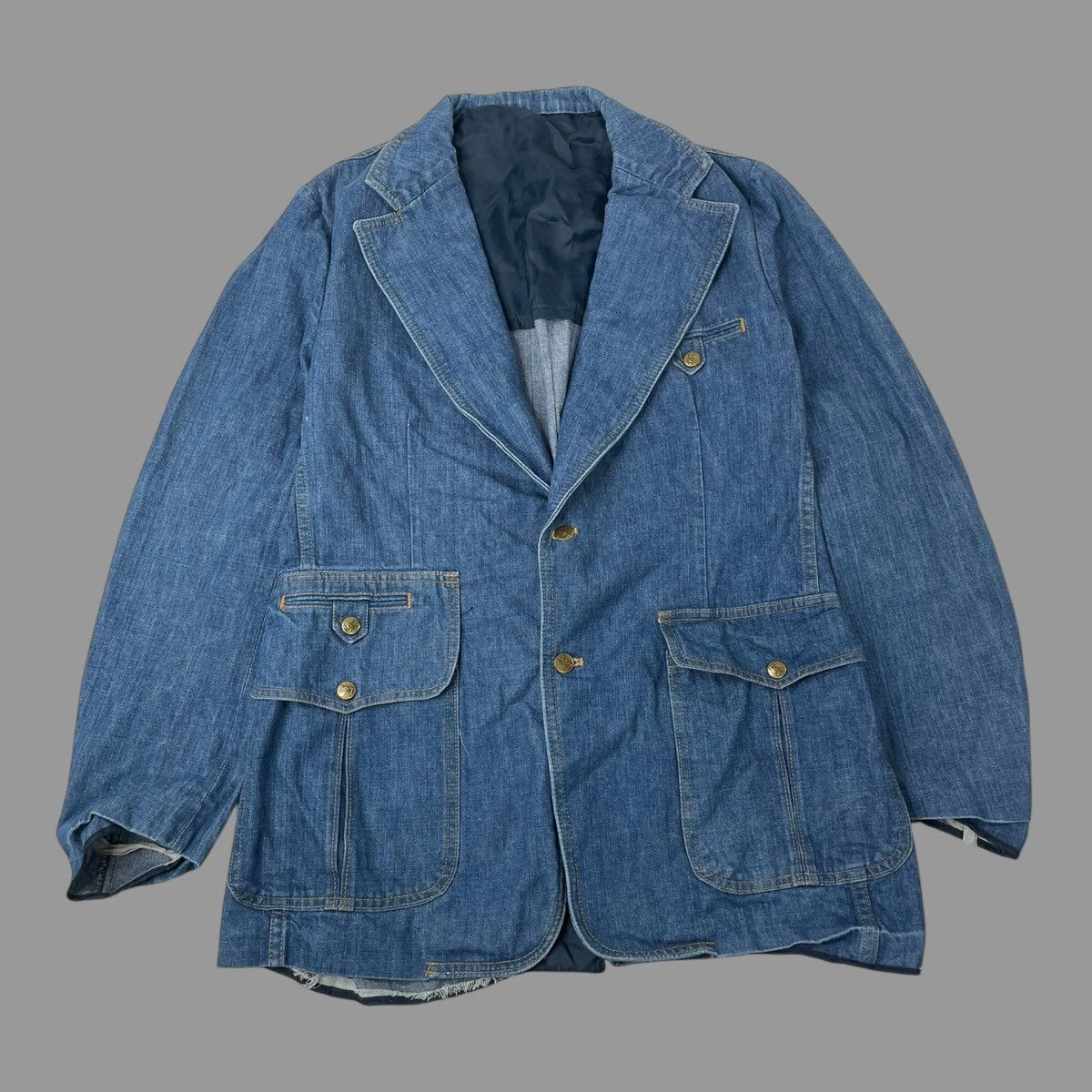 Lee × Vintage Vintage 1970s Lee denim sanforized blazer jacket Size US L / EU 52-54 / 3 - 1 Thumbnail
