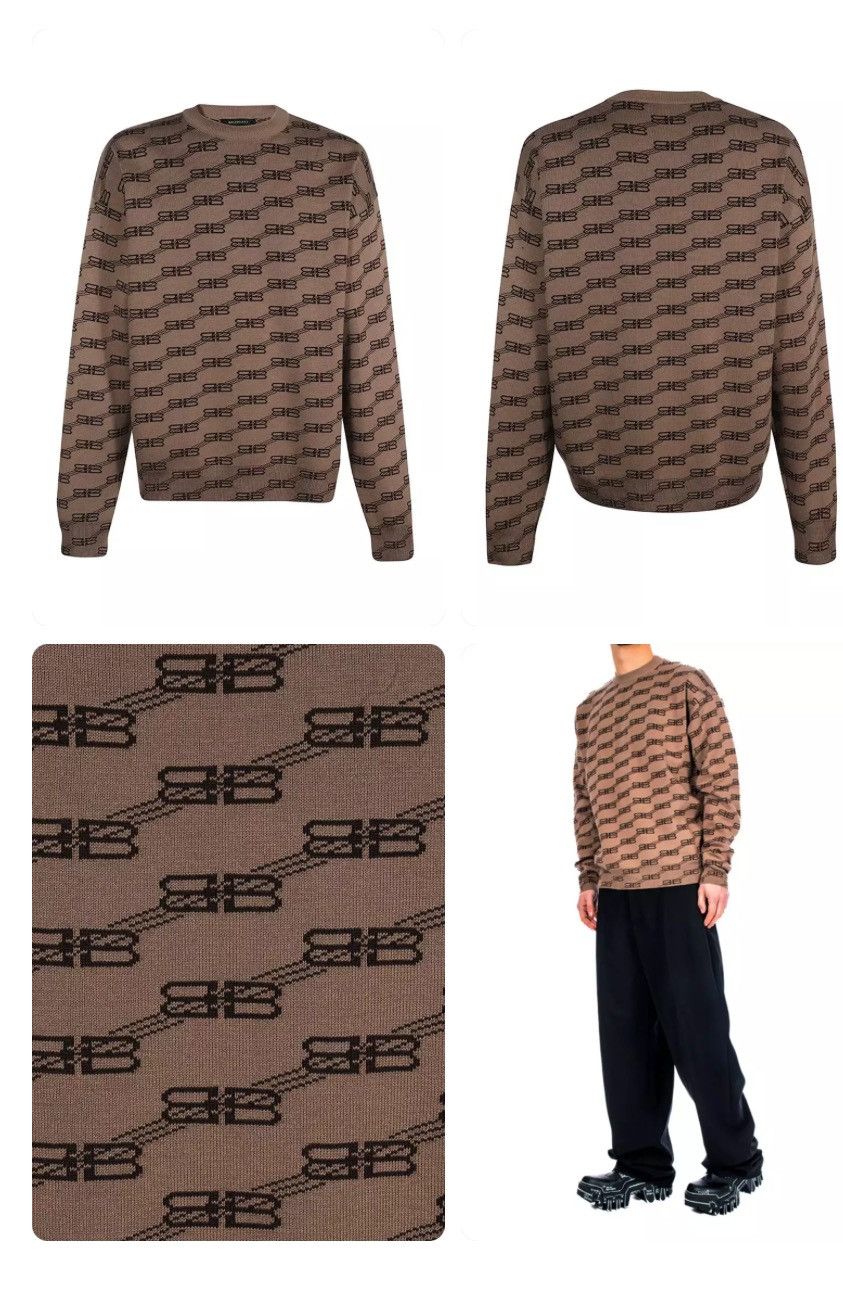 Balenciaga BALENCIAGA BB Monogram Sweater in Brown Size US S / EU 44-46 / 1 - 6 Thumbnail