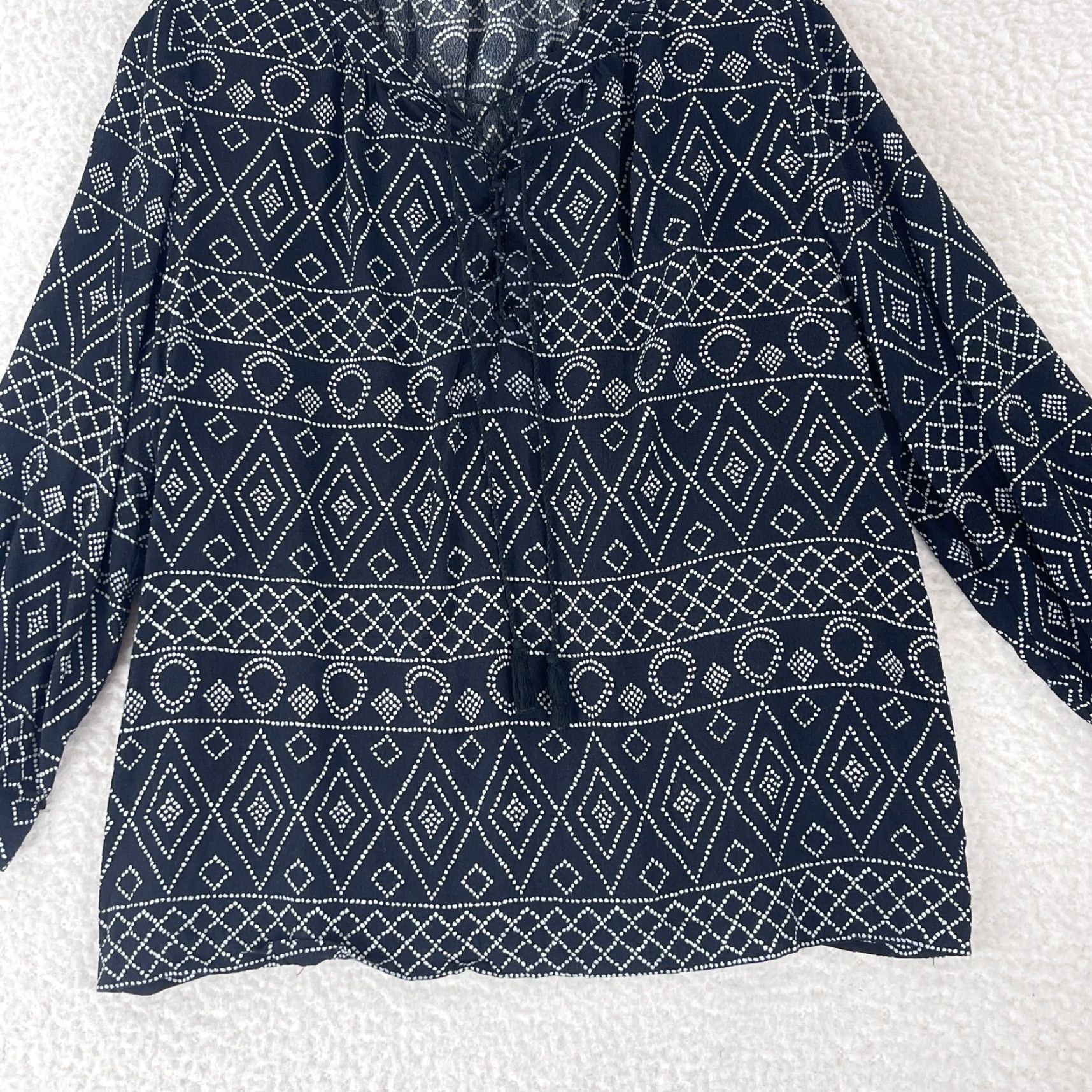 Madewell Madewell Black Lace-Up Peasant Caravan Shirt Womens 3/4 Sleeve Size Large Size L / US 10 / IT 46 - 4 Thumbnail
