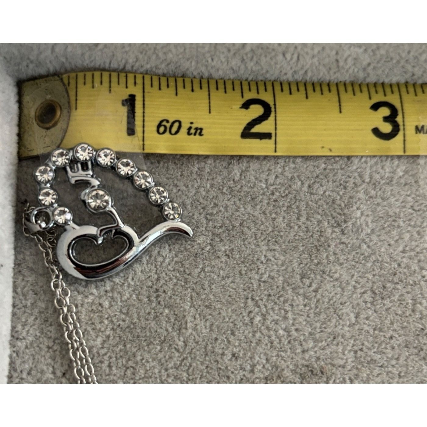Other Heart-Shaped "Love" Rhinestone Pendant Necklace With Silver- Size ONE SIZE - 5 Thumbnail