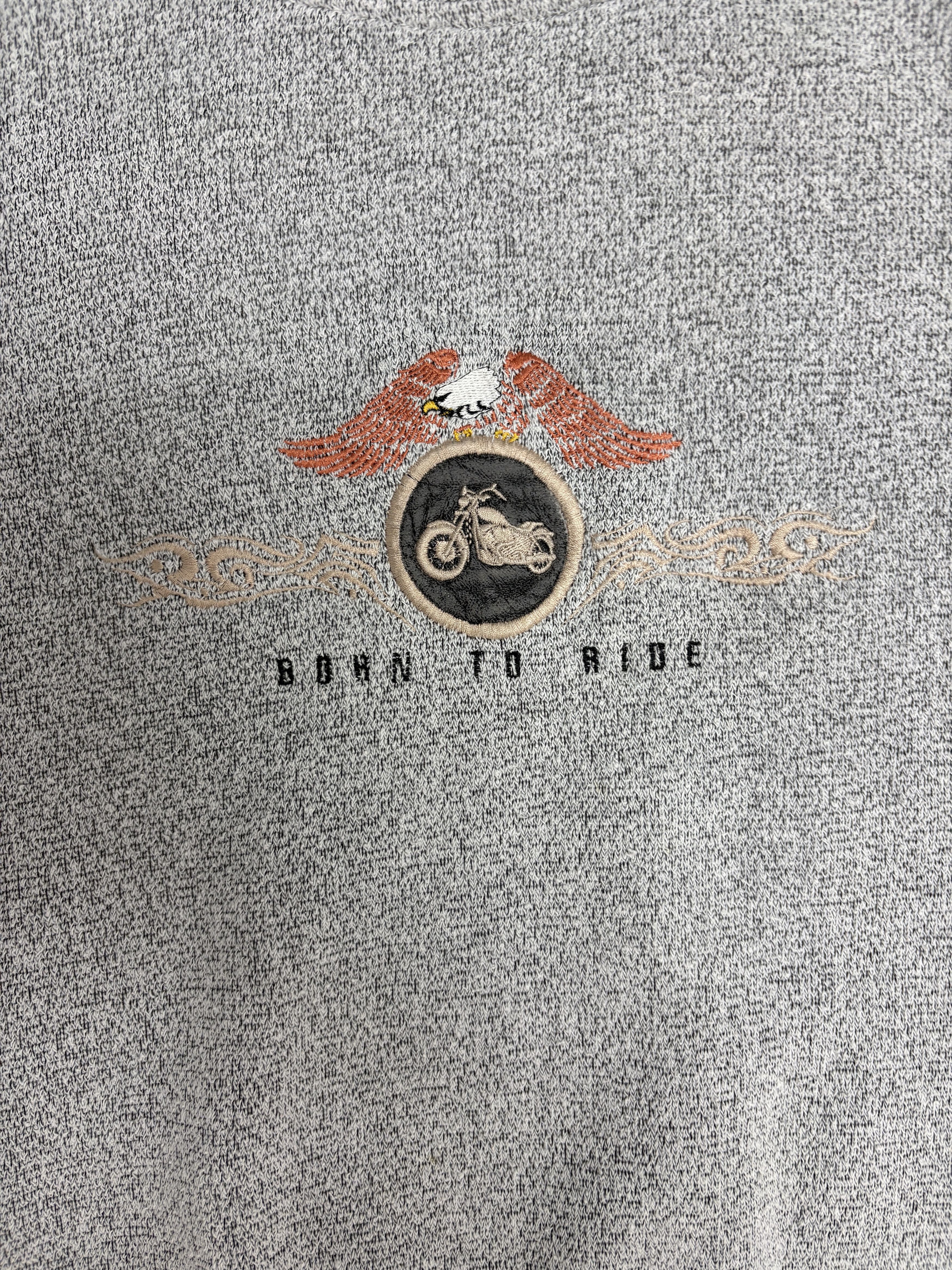 Vintage Born To Ride Motorcycle Vintage Grey Fleece Sweater Size US M / EU 48-50 / 2 - 2 Thumbnail