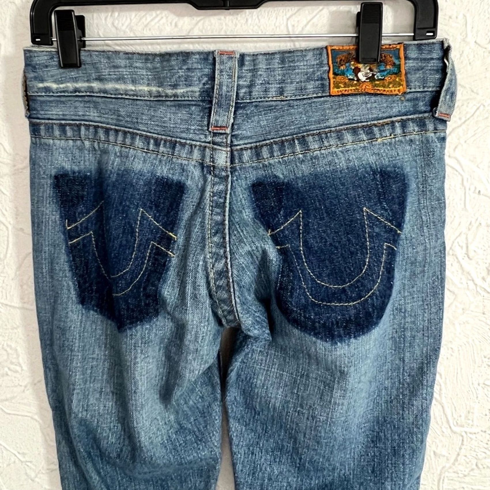 True Religion VINTAGE True Religion Jeans Flared Patchwork Y2k Low 28X32 26 BLUE Women Womens Jeans Flare 90s Size 26" / US 2 / IT 38 - 7 Thumbnail