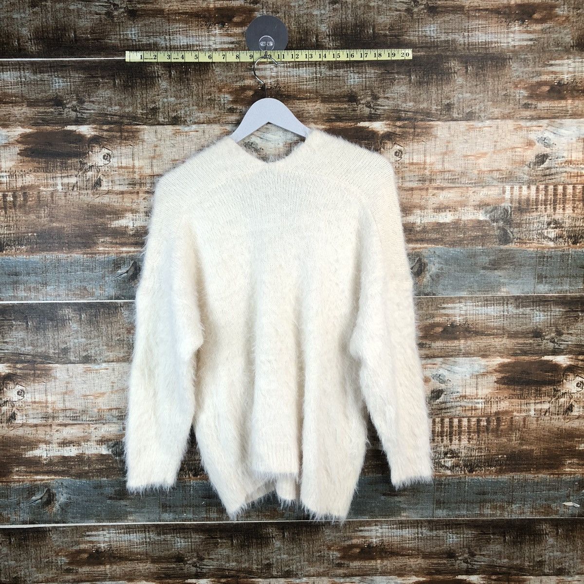 Japanese Brand DL Jeansis White shaggy fur Mohair Knitwear #C356 Size L / US 10 / IT 46 - 11 Thumbnail