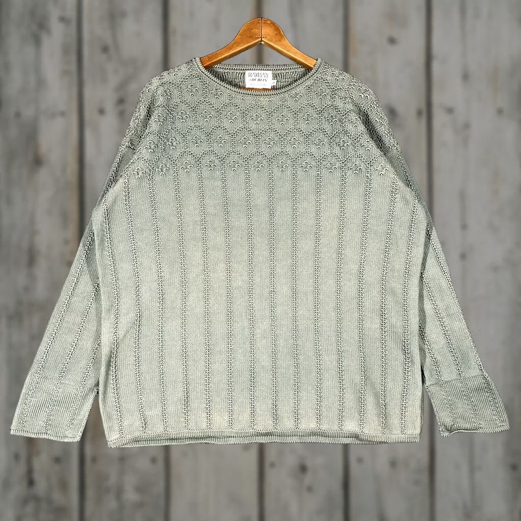 Vintage VINTAGE Ramsay of Dublin Ireland Sweater Women Oversized Hand Loomed Cotton L Green Size L / US 10 / IT 46 - 1 Thumbnail