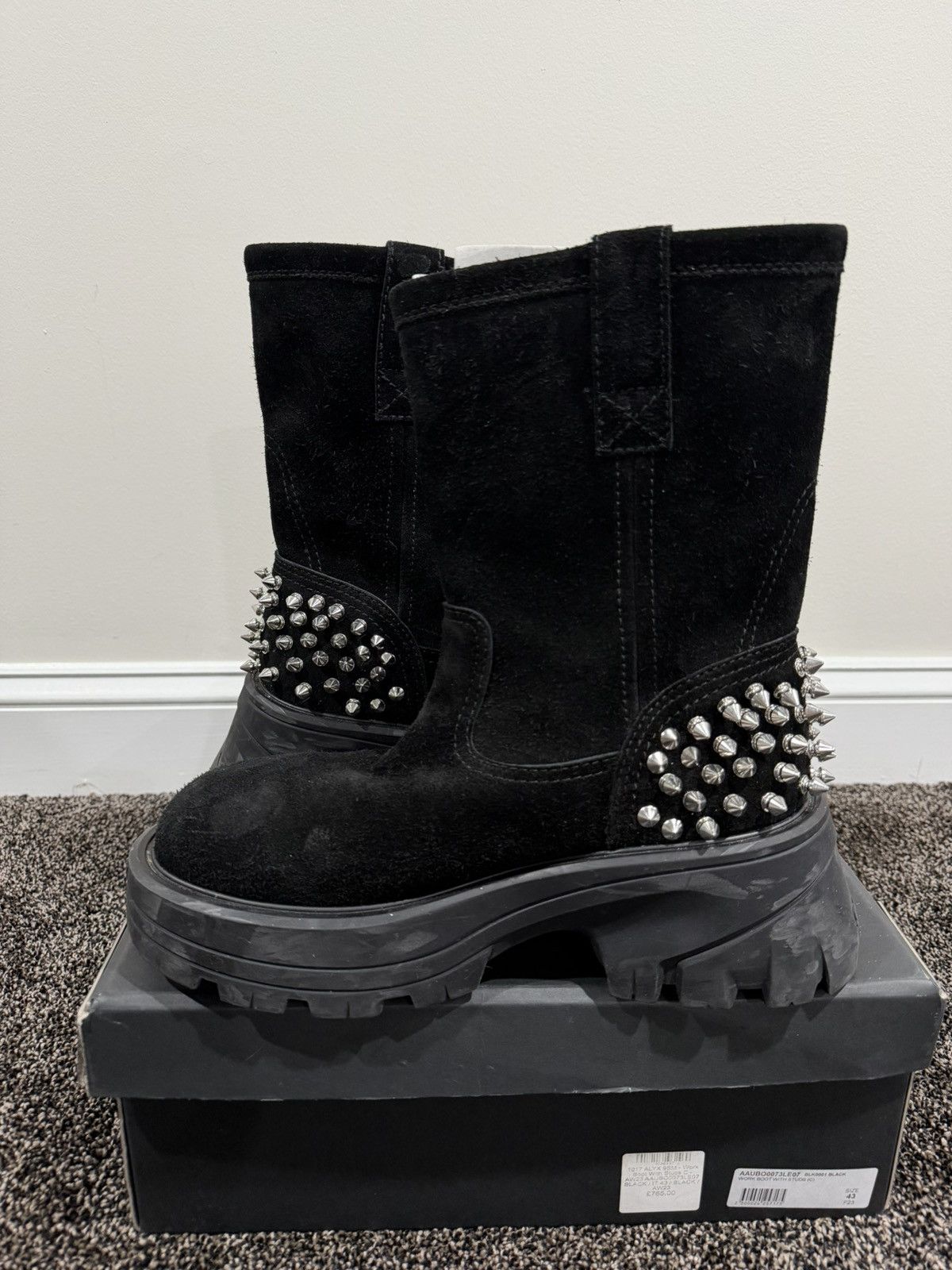 1017 ALYX 9SM 1017 Alyx 9SM Chelsea Calfskin Suede Studded Worker Boots Size US 10 / EU 43 - 9 Thumbnail