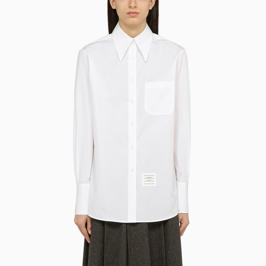 Thom Browne o1d2blof1024 Cotton Shirt in White Size S / US 4 / IT 40 - 1 Thumbnail