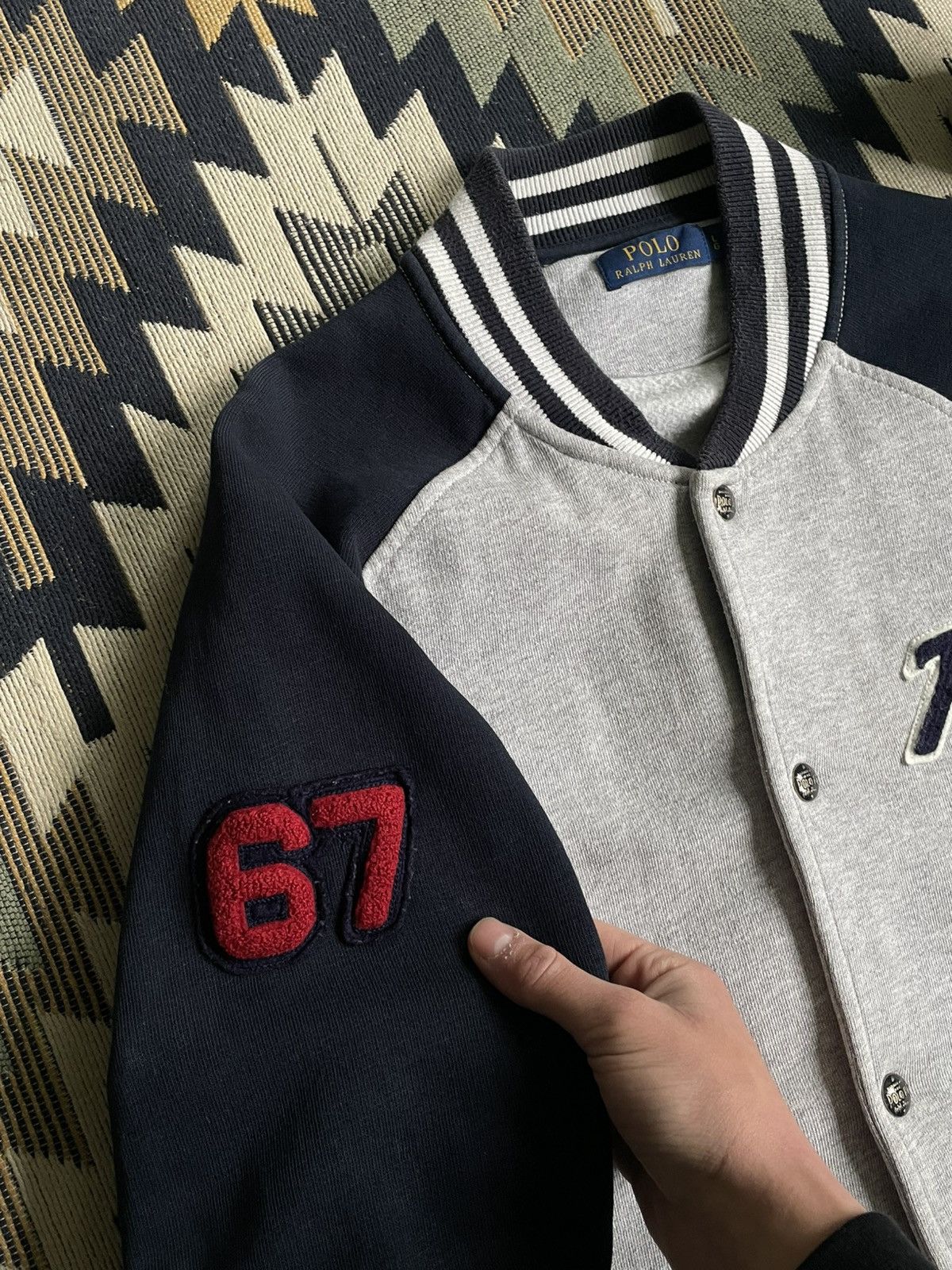 Vintage Vintage Polo Ralph Lauren Sript Y2K Varsity Bomber Jacket Size US L / EU 52-54 / 3 - 7 Thumbnail