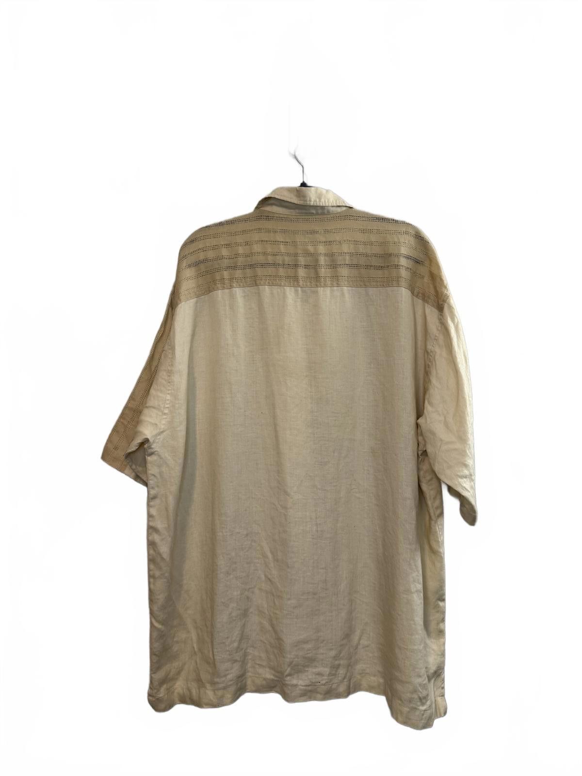 Lorenzo Uomo Cream Beige Men Linen Camp Collar Button Up Shirt Size US XXL / EU 58 / 5 - 4 Thumbnail