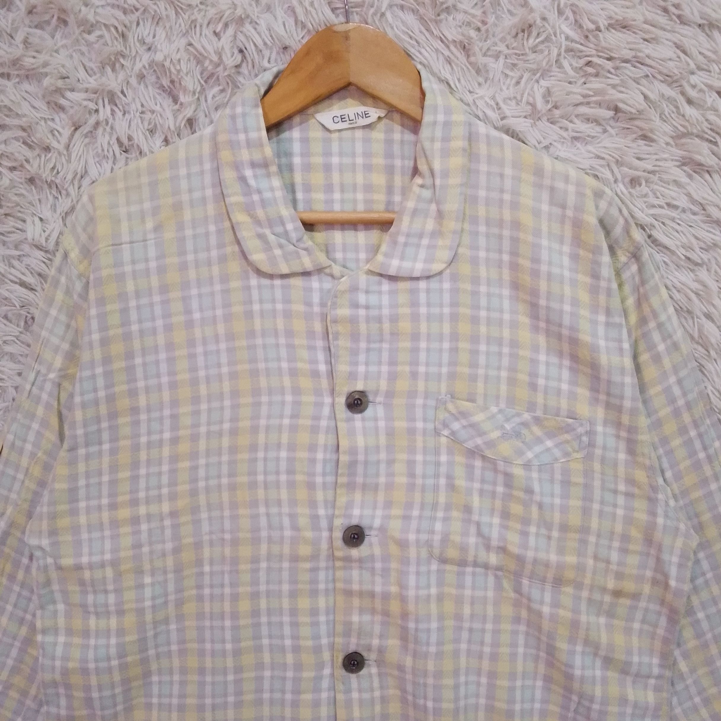 Celine CELINE Plaid Button Up Pajama Shirt Pastel Size US L / EU 52-54 / 3 - 3 Thumbnail