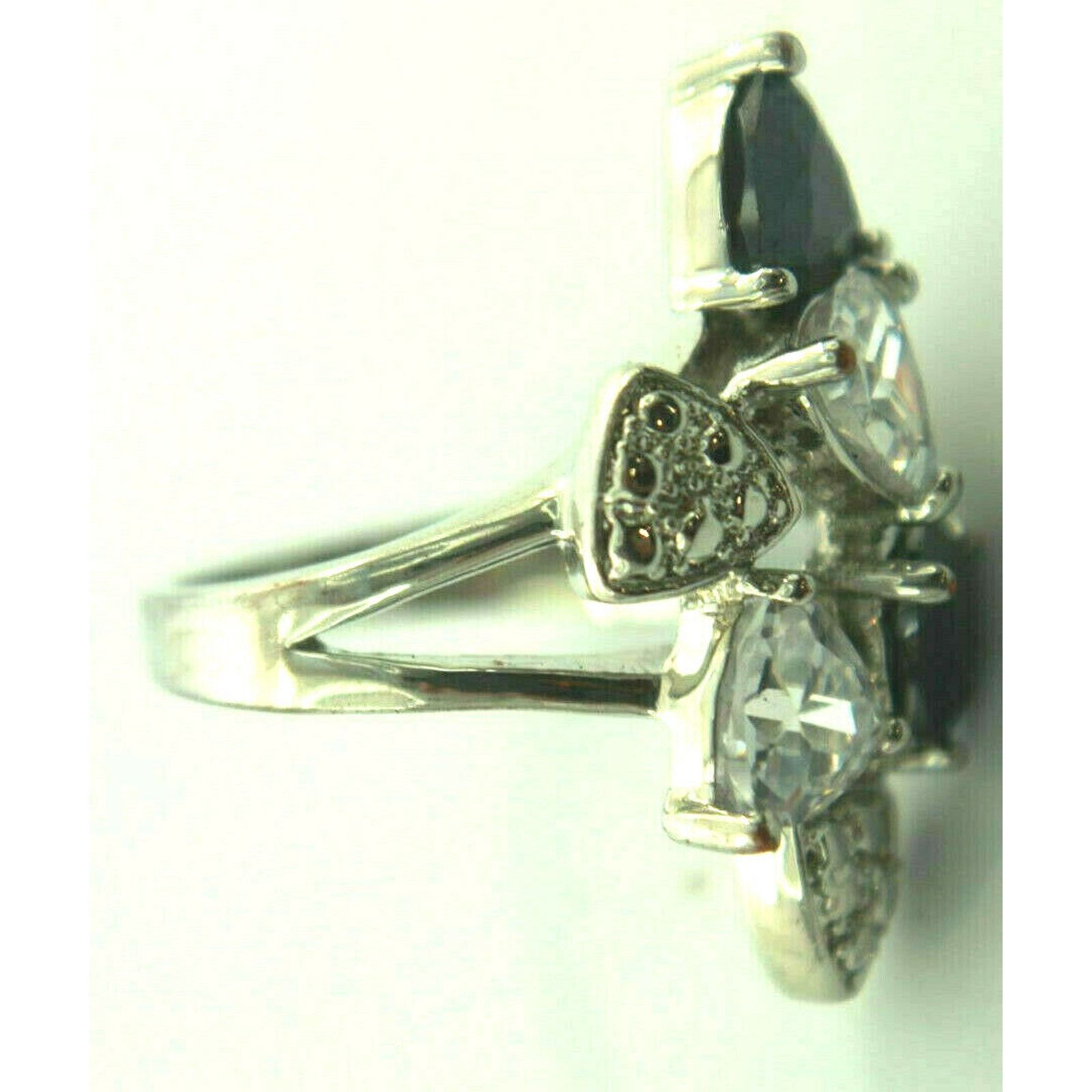 Other White & Black Crystal Trillion Cut Rhinestone Ring • Size 7 Size ONE SIZE - 4 Thumbnail