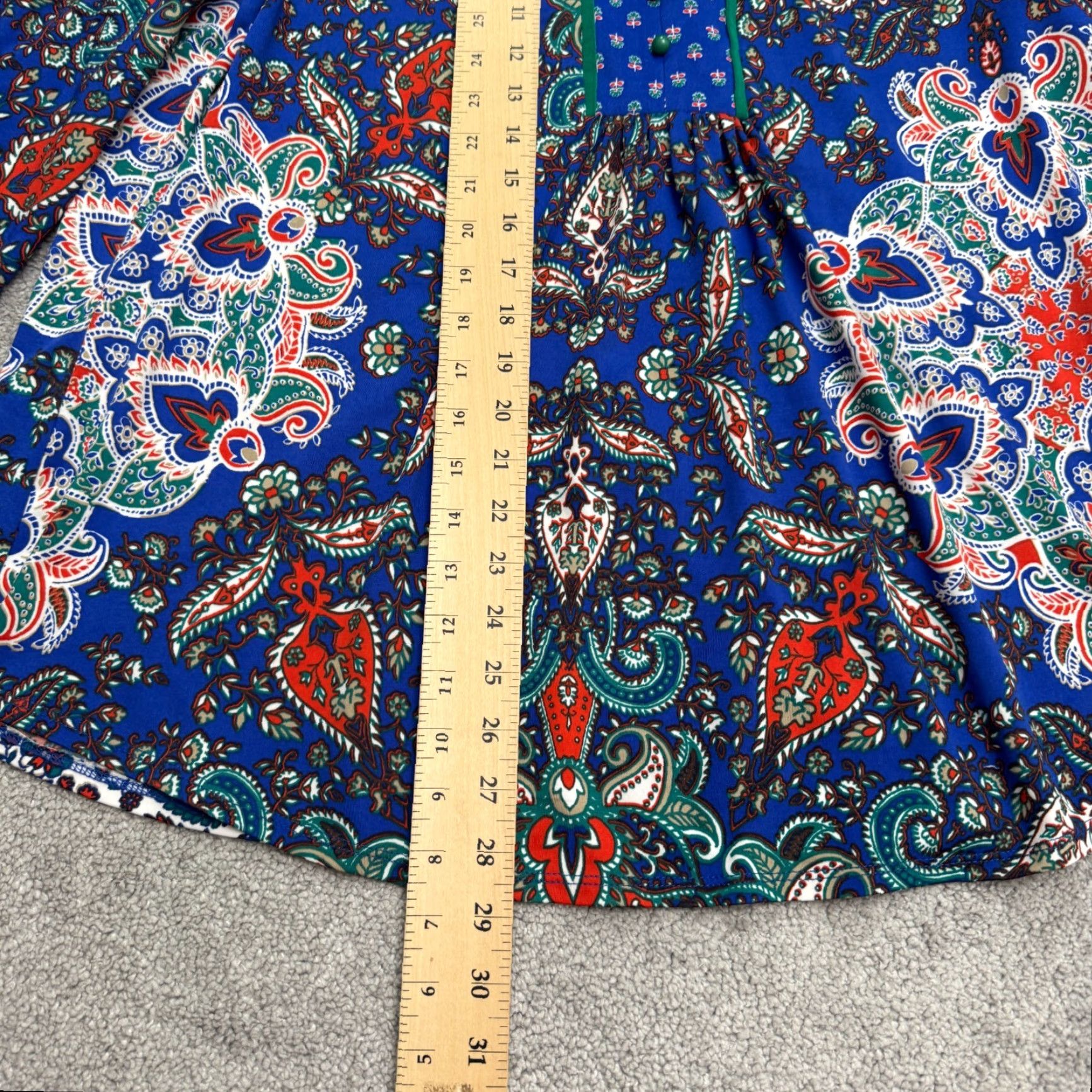Bell Paisley Peasant Blouse Top Womens XL Blue Multi Bell Sleeve Bohemian Casual Size XL / US 12-14 / IT 48-50 - 5 Thumbnail