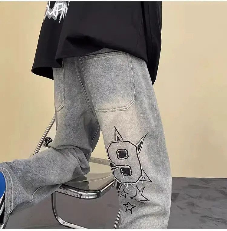Japanese Brand Retro embroidered straight leg jeans Size US 32 / EU 48 - 5 Thumbnail