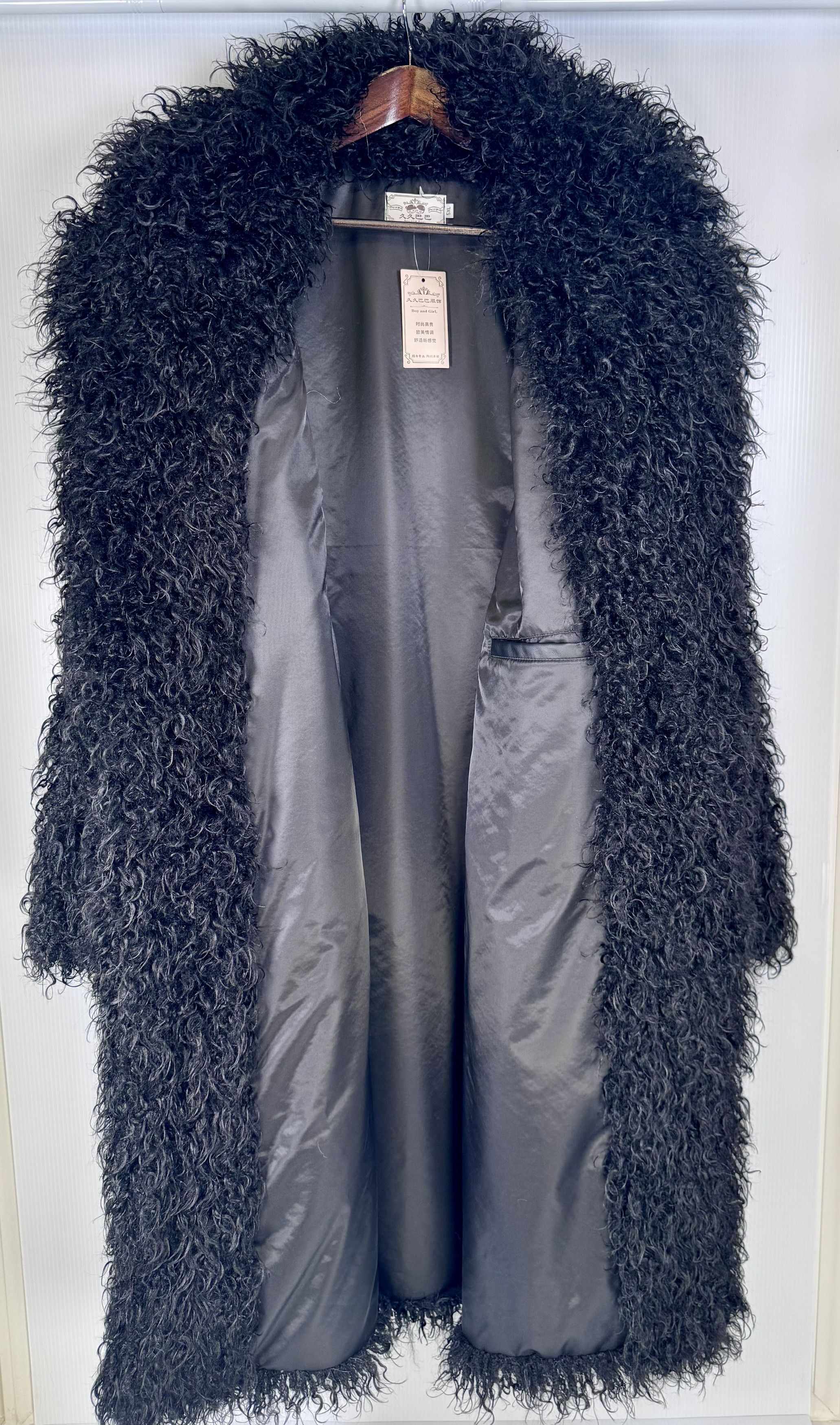 Other UNISEX Black Luxury Full Length Faux Mongolian Fur Coat Size 4XL / US 24-26 - 4 Thumbnail