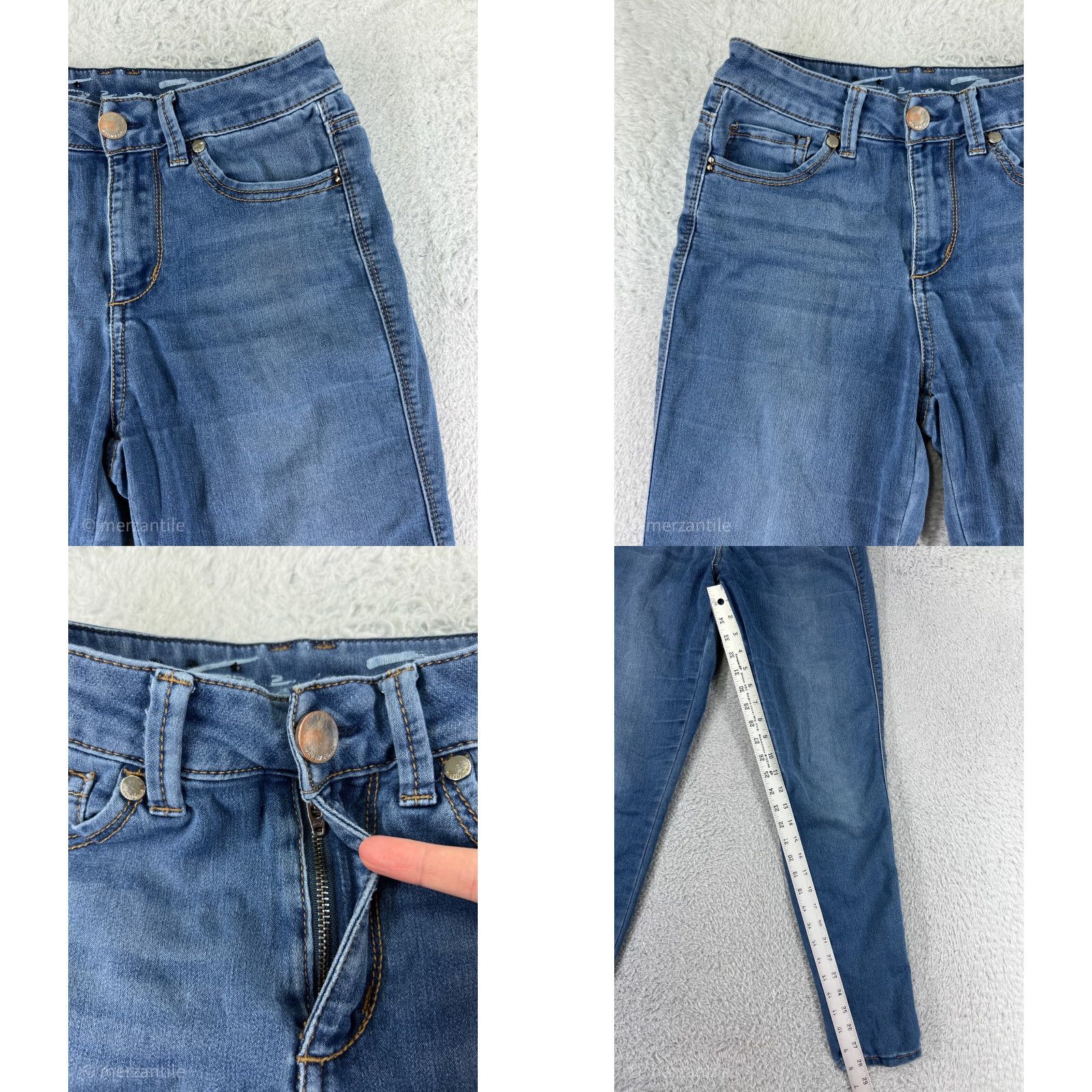 Vintage Seven7 Jeans Womens Jeans Mid Rise Blue Denim Skinny Cotton Blend Embroidered 4 Size 27" / US 4 / IT 40 - 8 Thumbnail