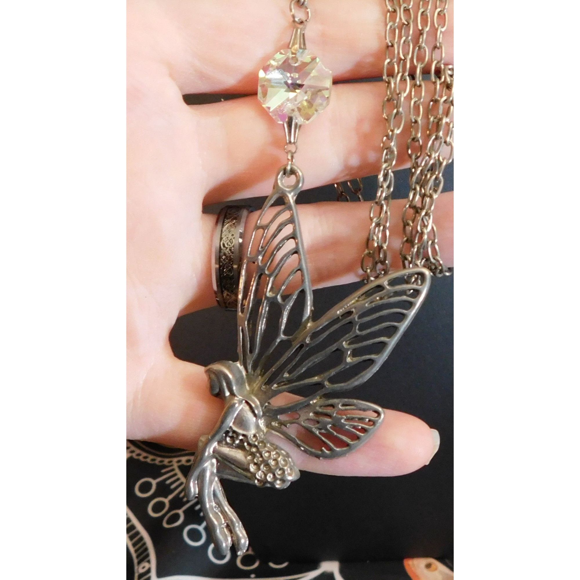 Other Fairycore Silver Tone Fairy Pendant Necklace With AB Gem Acc Size ONE SIZE - 6 Thumbnail