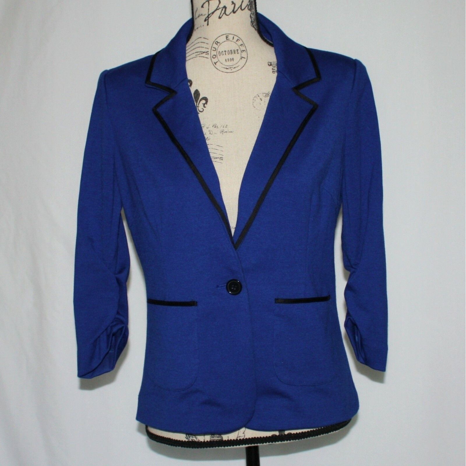 Laundry by Shelli Segal Grosgrain Trim Ponte Jacket in Blue Color size 8 Size M / US 6-8 / IT 42-44 - 6 Thumbnail