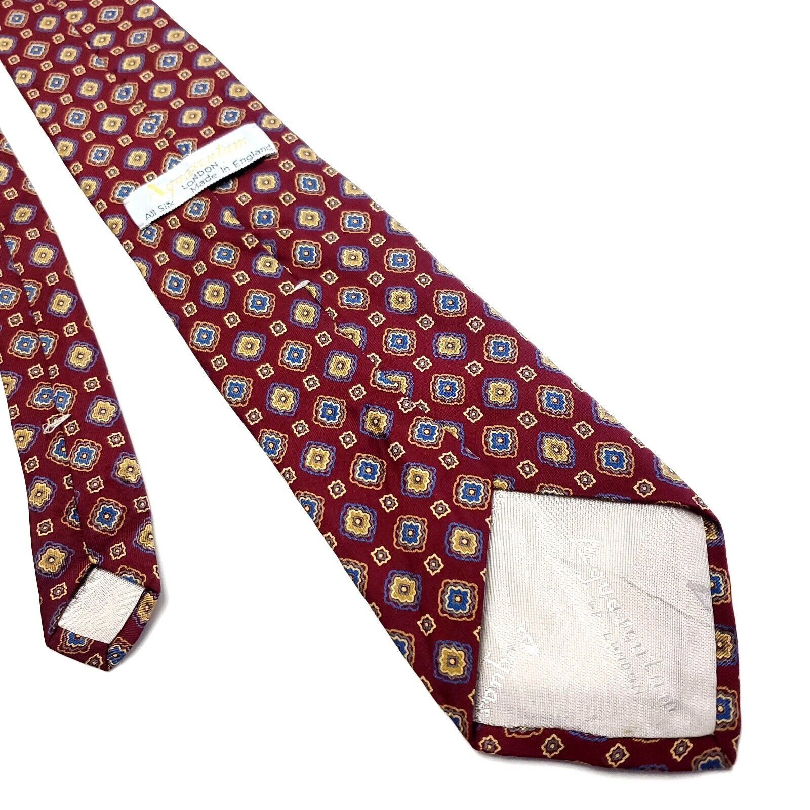 Aquascutum Aquascutum Red Silk Tie Woven Wide Geometric Size ONE SIZE - 3 Thumbnail