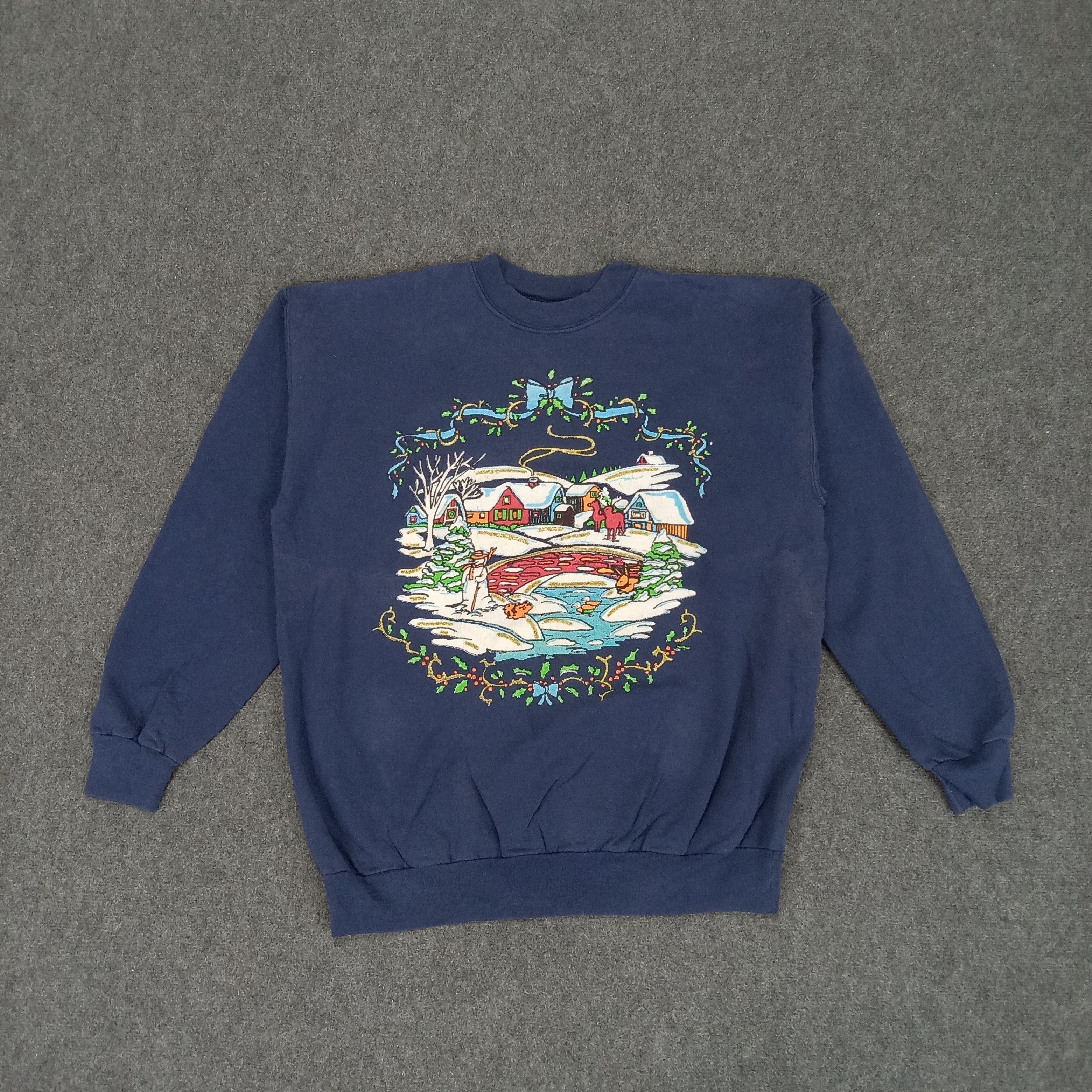 Vintage Marry Christmas Winter Landscapes Art Sweatshirt Size US L / EU 52-54 / 3 - 1 Thumbnail