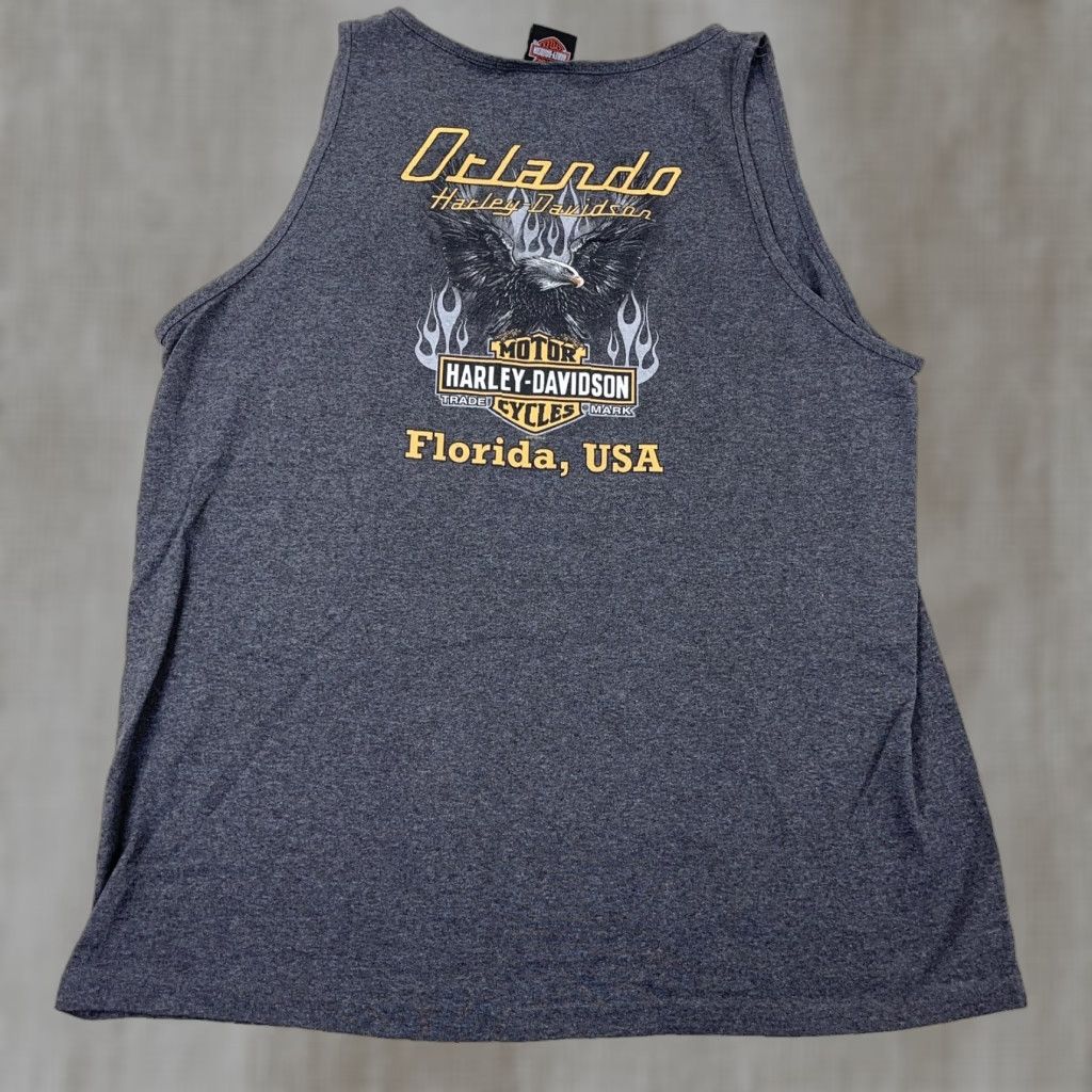 Harley Davidson Harley-Davidson Graphic Tank Top Men XL Gray Biker Eagle Flames 80s Motorcycles Size US XL / EU 56 / 4 - 1 Thumbnail